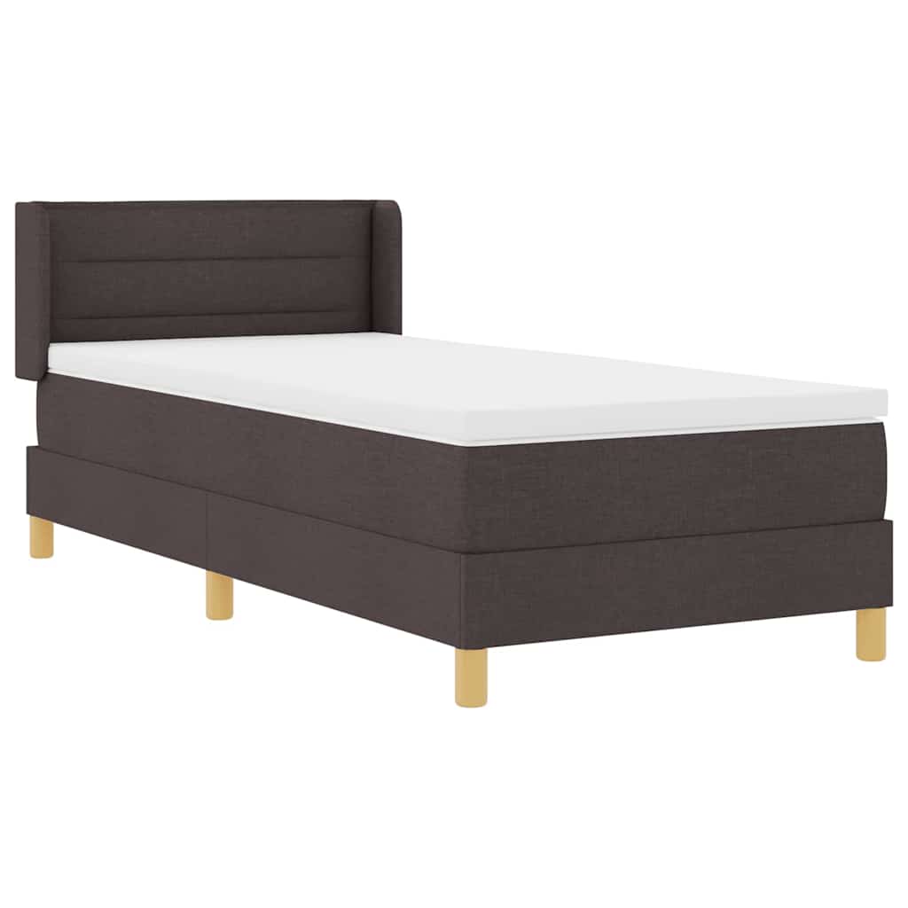 vidaXL Pat cu arcuri Maro închis și Alb 100 x 200 cm țesătură vidaXL Pat cu arcuri Maro închis și Alb 100 x 200 cm țesătură