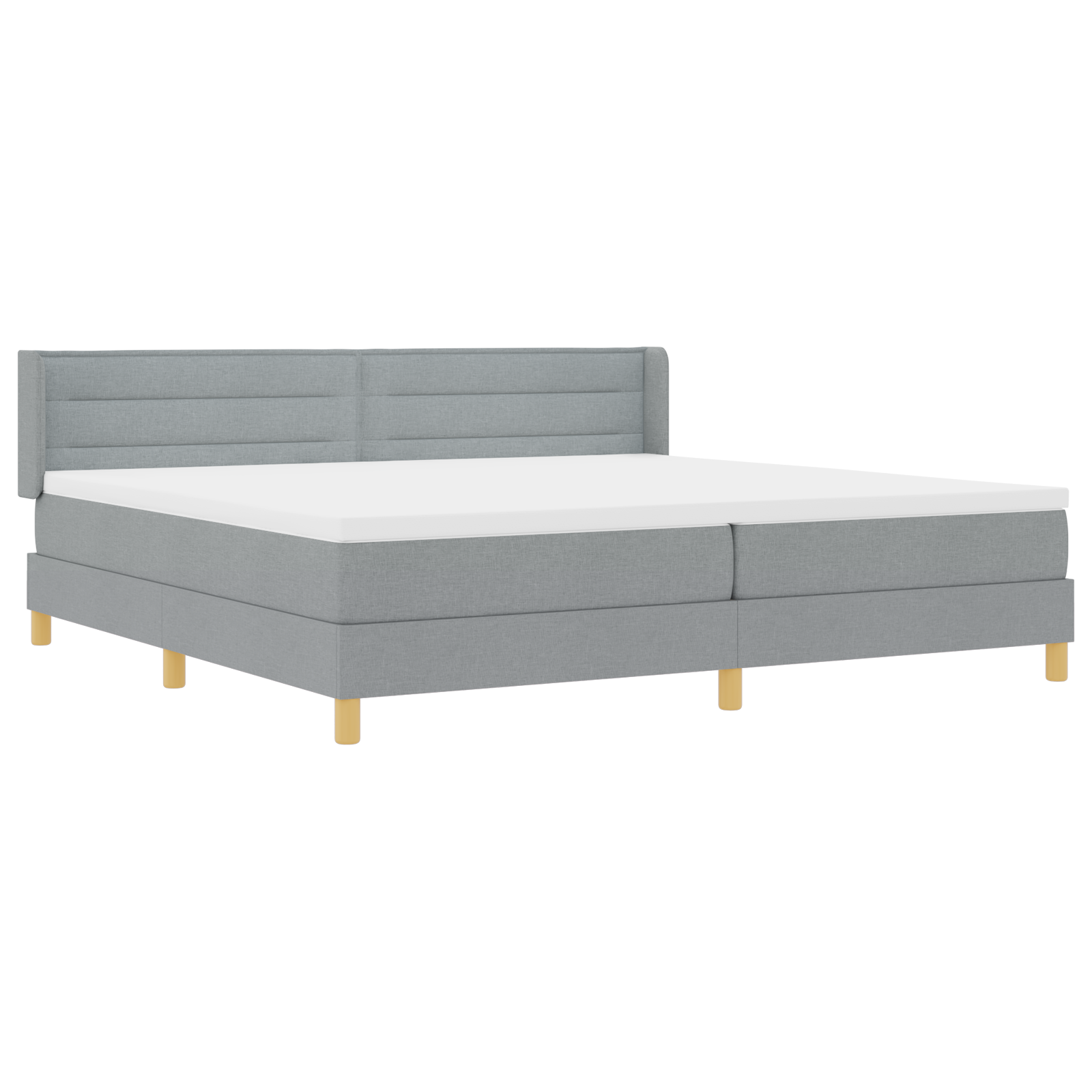 vidaXL Pat cu Saltea cu Arcuri Gri deschis 200 x 200 cm țesătură vidaXL Pat cu Saltea cu Arcuri Gri deschis 200 x 200 cm țesătură