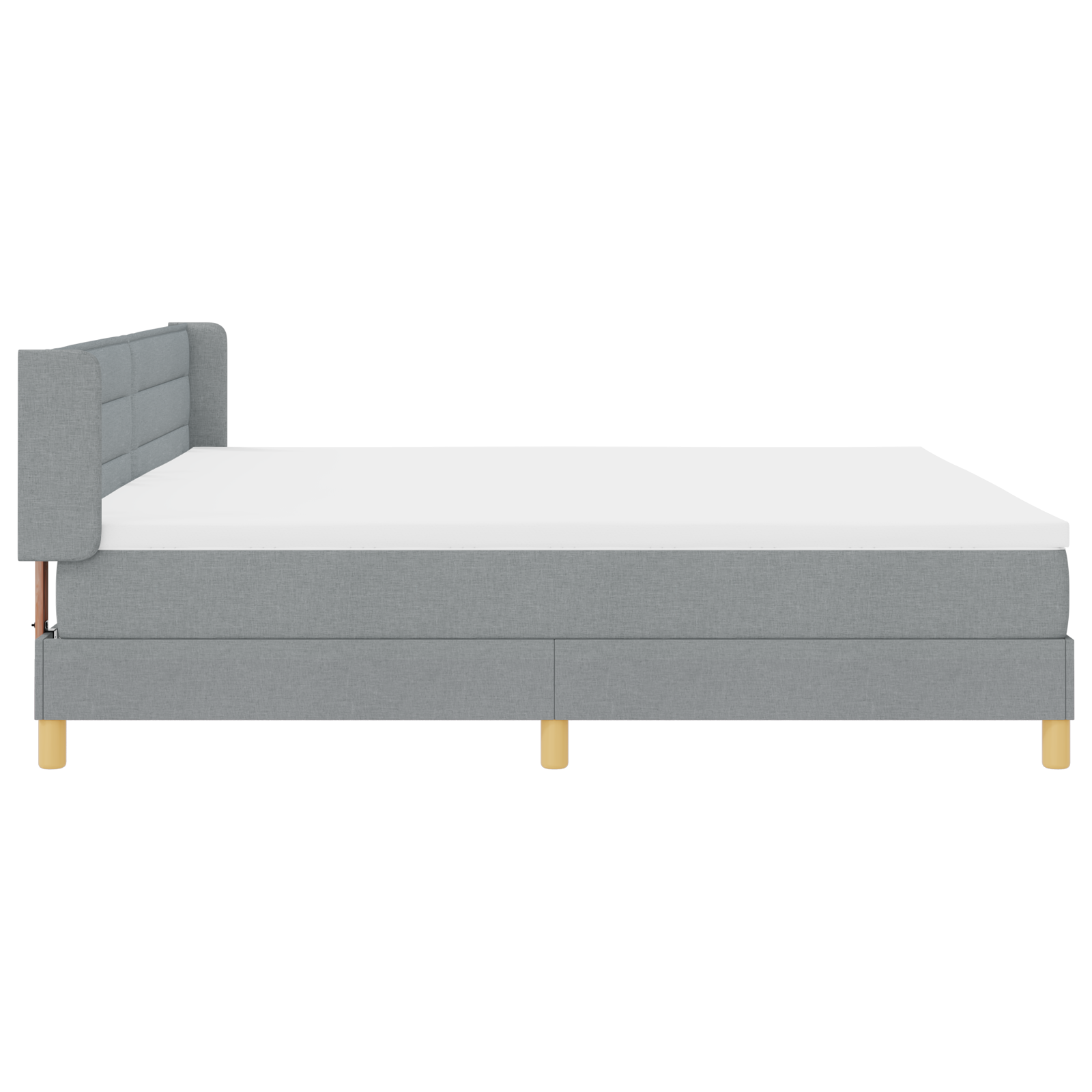 vidaXL Pat cu Saltea cu Arcuri Gri deschis 200 x 200 cm țesătură vidaXL Pat cu Saltea cu Arcuri Gri deschis 200 x 200 cm țesătură