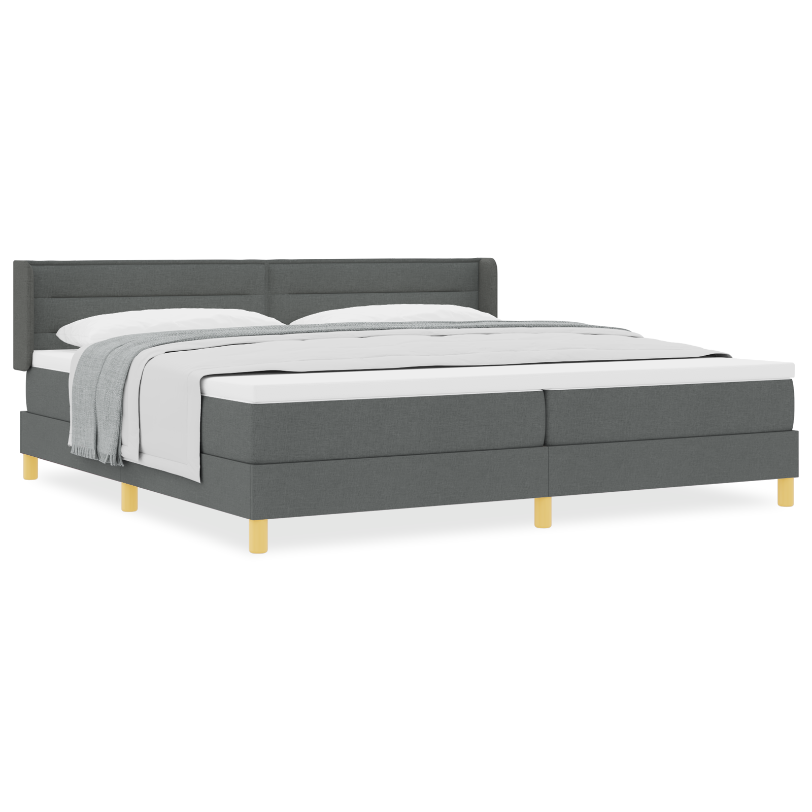 vidaXL Pat cu Saltea cu Arcuri Gri închis 200 x 200 cm țesătură vidaXL Pat cu Saltea cu Arcuri Gri închis 200 x 200 cm țesătură