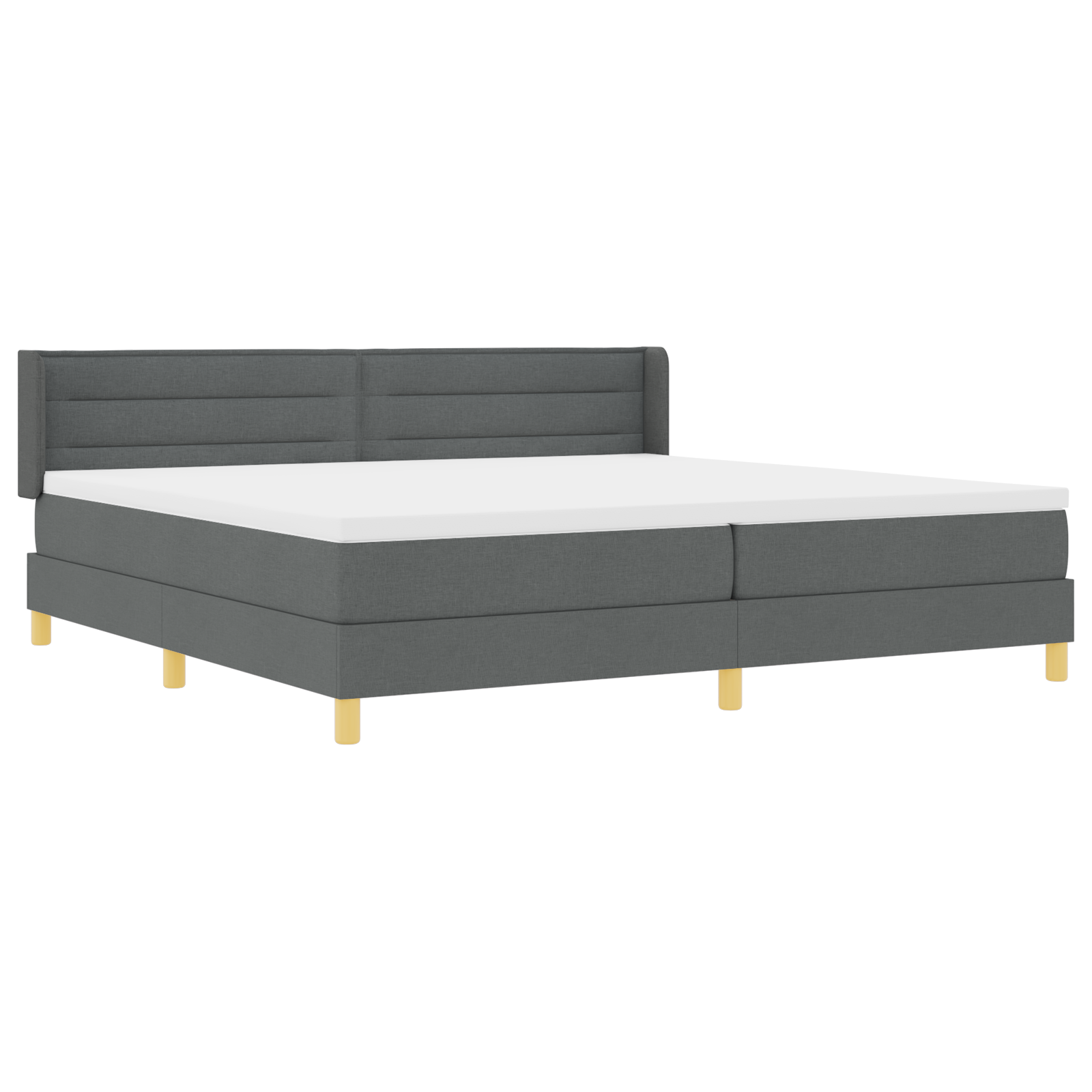 vidaXL Pat cu Saltea cu Arcuri Gri închis 200 x 200 cm țesătură vidaXL Pat cu Saltea cu Arcuri Gri închis 200 x 200 cm țesătură