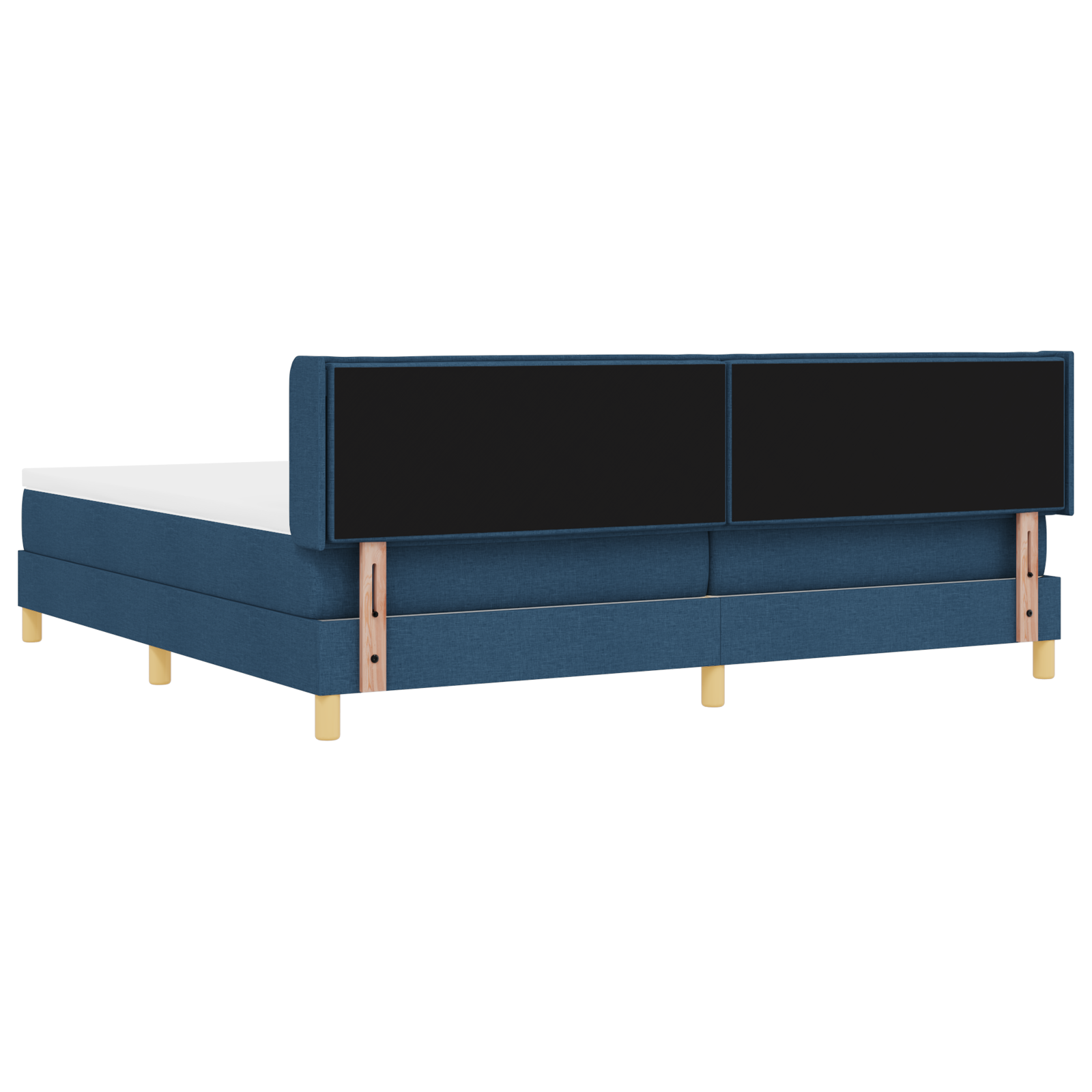 vidaXL Pat cu Saltea cu Arcuri albastru 200 x 200 cm țesătură vidaXL Pat cu Saltea cu Arcuri albastru 200 x 200 cm țesătură