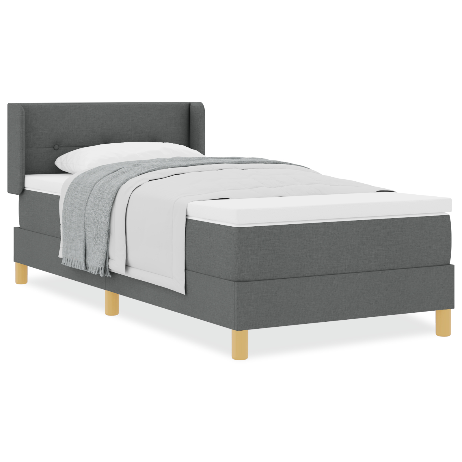 vidaXL Pat cu Saltea cu Arcuri Gri închis 80 x 200 cm țesătură