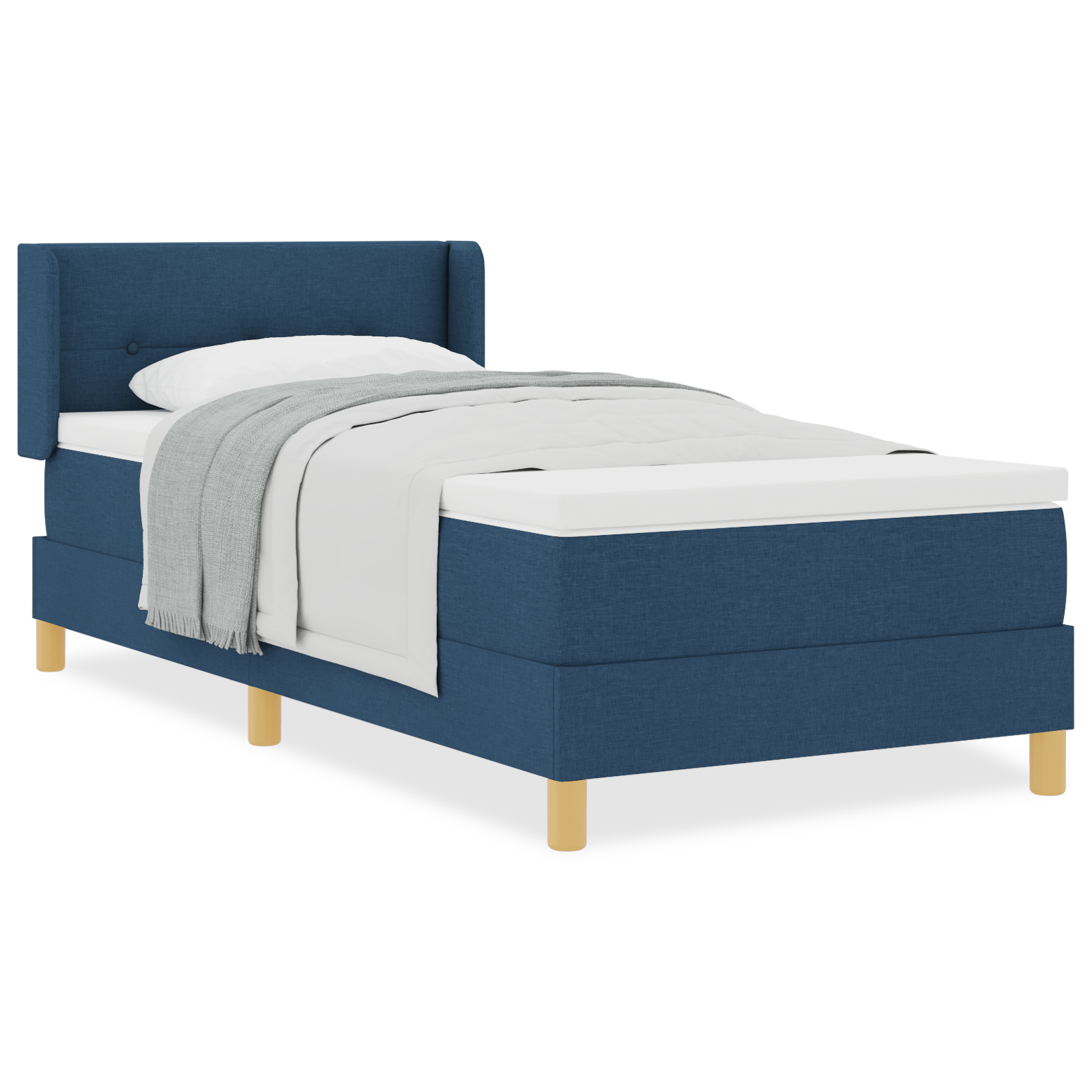 vidaXL Pat cu Saltea cu Arcuri cu saltea albastru 80 x 200 cm țesătură vidaXL Pat cu Saltea cu Arcuri cu saltea albastru 80 x 200 cm țesătură
