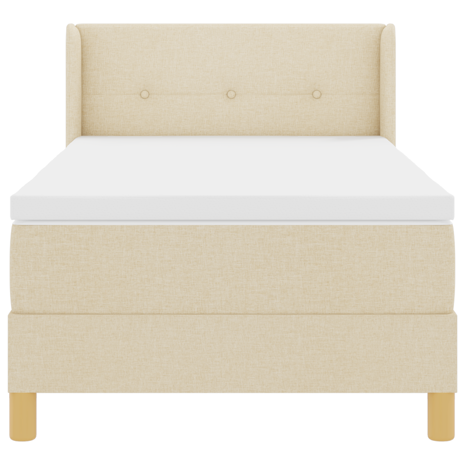 vidaXL Pat cu Saltea cu Arcuri cu saltea Crem 90 x 190 cm țesătură vidaXL Pat cu Saltea cu Arcuri cu saltea Crem 90 x 190 cm țesătură