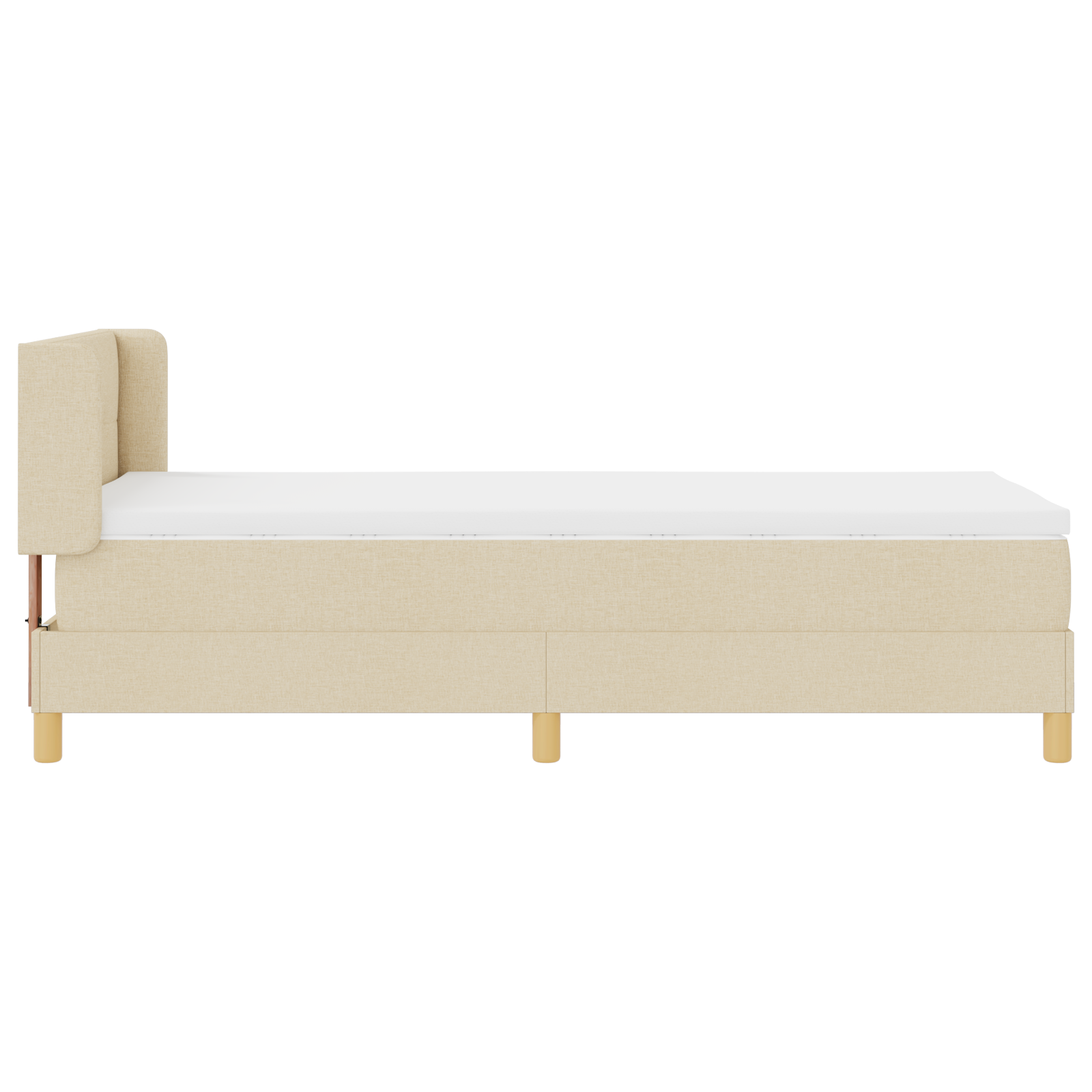 vidaXL Pat cu Saltea cu Arcuri cu saltea Crem 90 x 190 cm țesătură vidaXL Pat cu Saltea cu Arcuri cu saltea Crem 90 x 190 cm țesătură