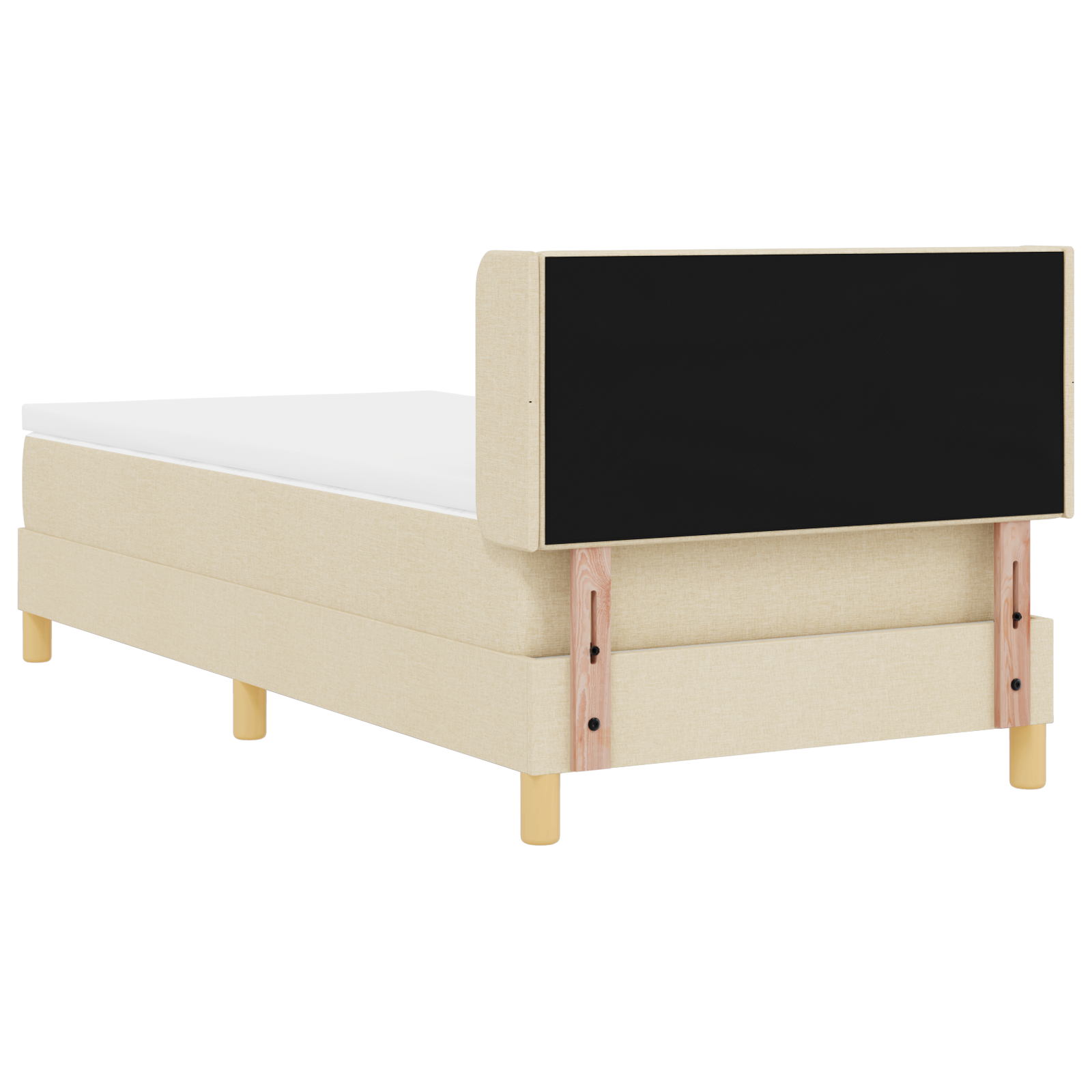 vidaXL Pat cu Saltea cu Arcuri cu saltea Crem 100 x 200 cm țesătură vidaXL Pat cu Saltea cu Arcuri cu saltea Crem 100 x 200 cm țesătură