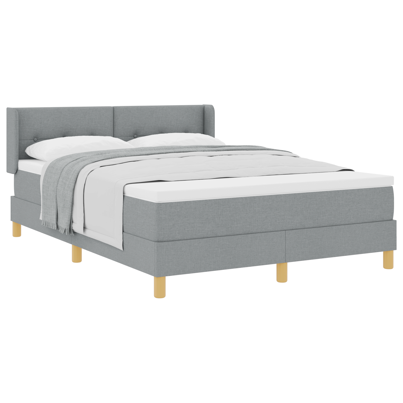 vidaXL Pat cu Saltea cu Arcuri Gri deschis 160 x 200 cm țesătură vidaXL Pat cu Saltea cu Arcuri Gri deschis 160 x 200 cm țesătură
