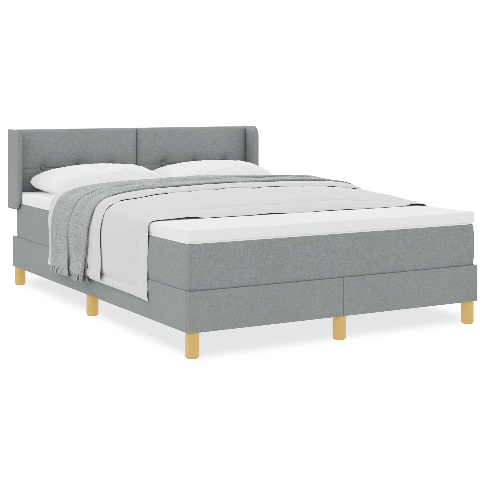 vidaXL Pat cu Saltea cu Arcuri Gri deschis 160 x 200 cm țesătură vidaXL Pat cu Saltea cu Arcuri Gri deschis 160 x 200 cm țesătură