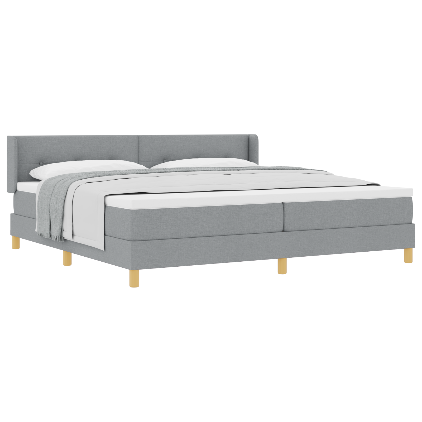 vidaXL Pat cu Saltea cu Arcuri Gri deschis 200 x 200 cm țesătură vidaXL Pat cu Saltea cu Arcuri Gri deschis 200 x 200 cm țesătură