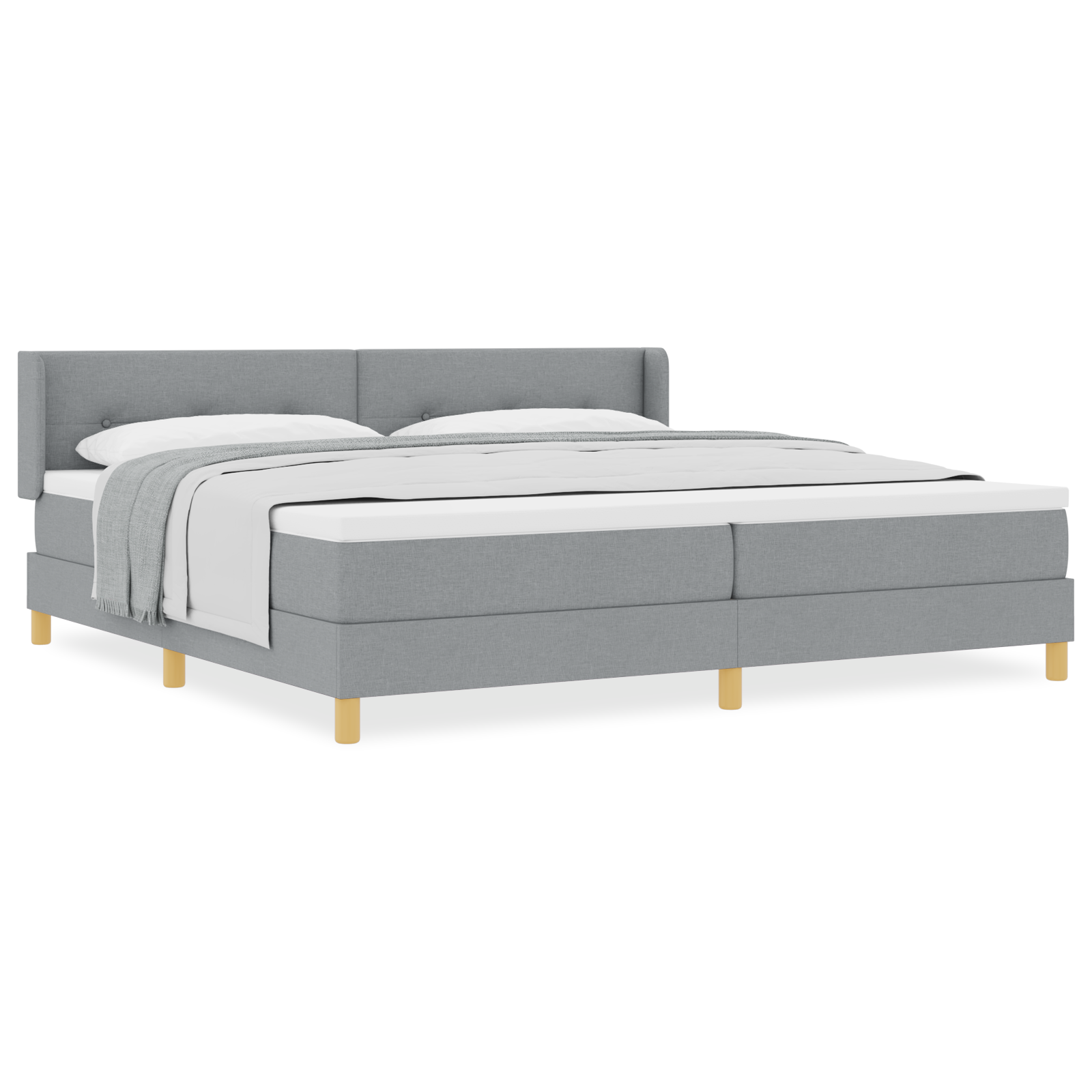 vidaXL Pat cu Saltea cu Arcuri Gri deschis 200 x 200 cm țesătură vidaXL Pat cu Saltea cu Arcuri Gri deschis 200 x 200 cm țesătură