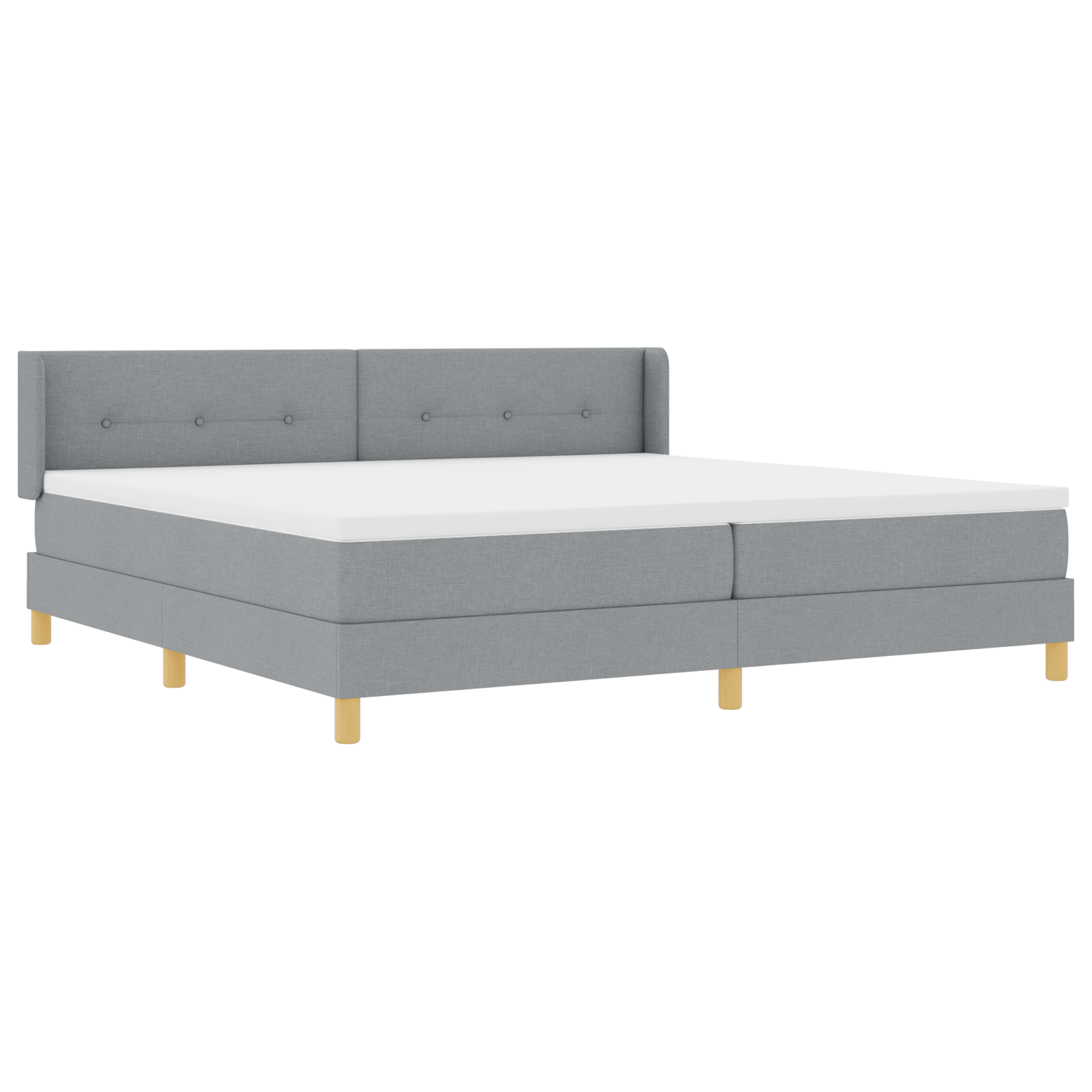 vidaXL Pat cu Saltea cu Arcuri Gri deschis 200 x 200 cm țesătură vidaXL Pat cu Saltea cu Arcuri Gri deschis 200 x 200 cm țesătură