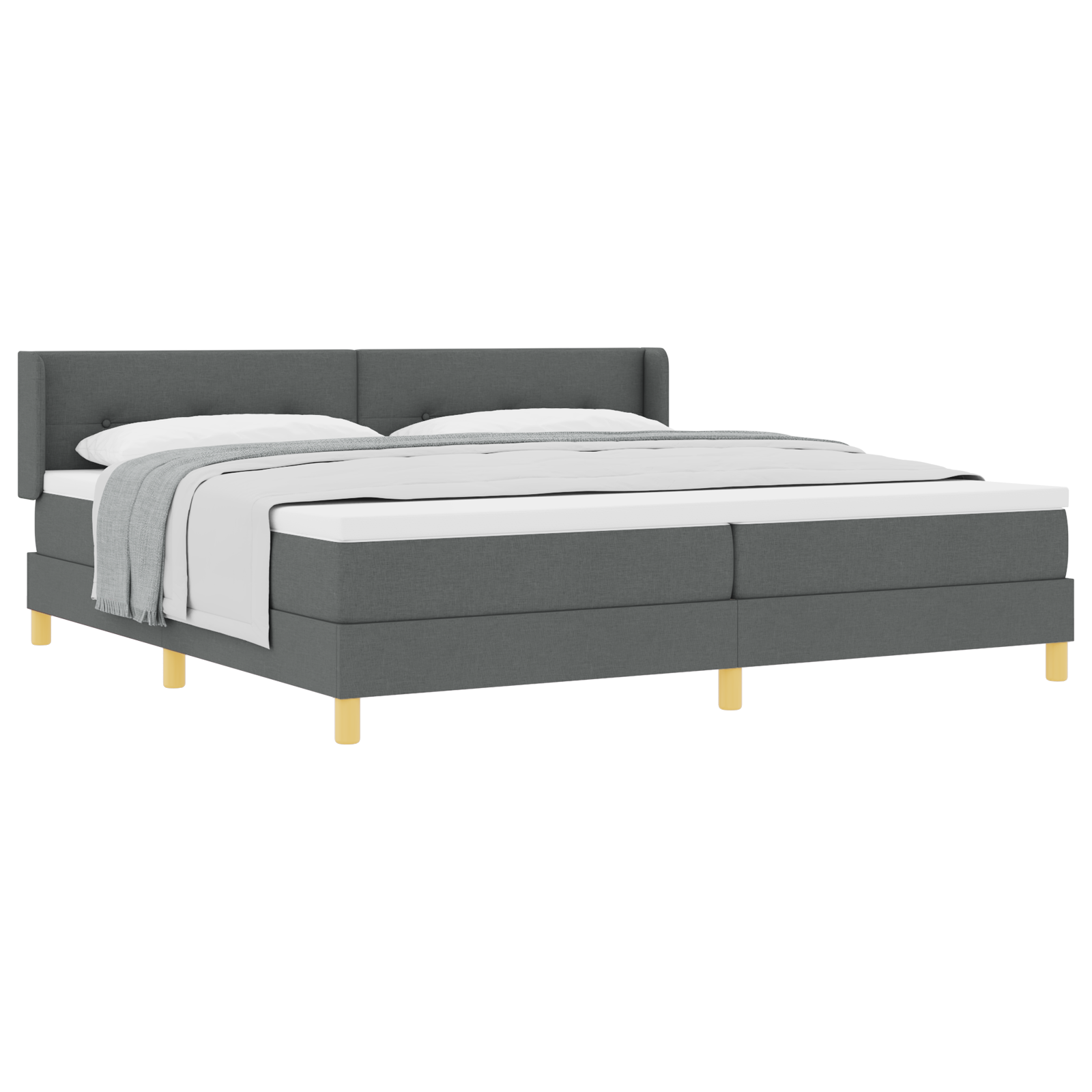 vidaXL Pat cu Saltea cu Arcuri Gri închis 200 x 200 cm țesătură