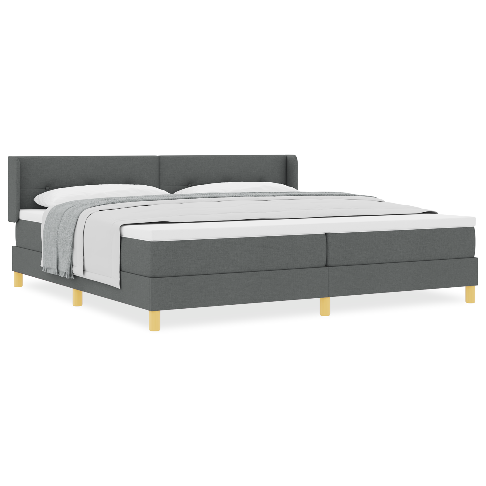 vidaXL Pat cu Saltea cu Arcuri Gri închis 200 x 200 cm țesătură