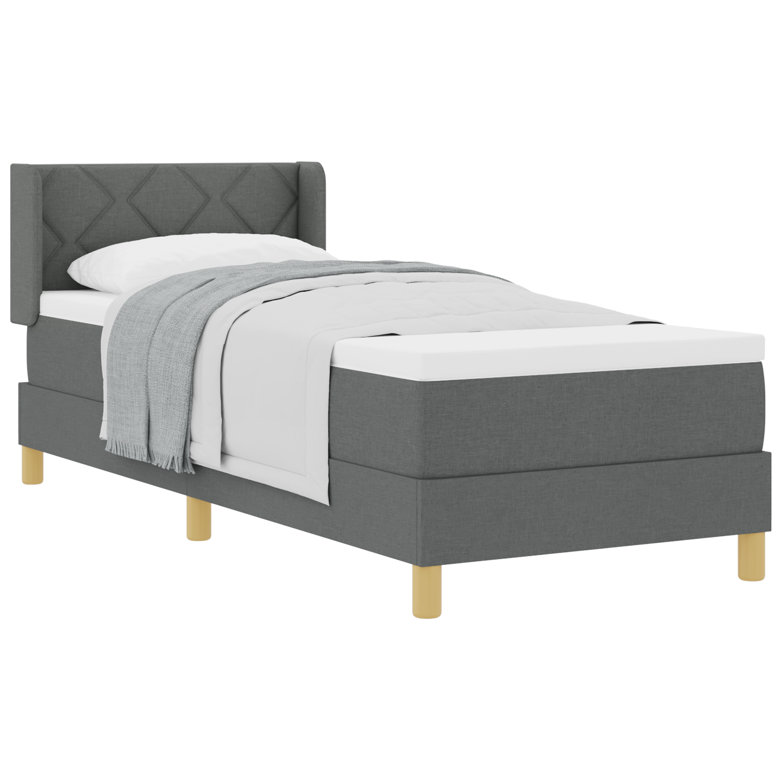 vidaXL Pat cu Saltea cu Arcuri Gri închis 80 x 200 cm țesătură vidaXL Pat cu Saltea cu Arcuri Gri închis 80 x 200 cm țesătură
