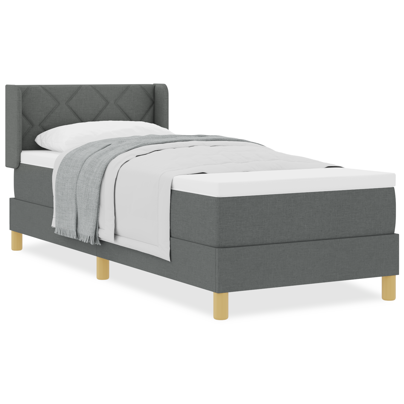 vidaXL Pat cu Saltea cu Arcuri Gri închis 80 x 200 cm țesătură vidaXL Pat cu Saltea cu Arcuri Gri închis 80 x 200 cm țesătură