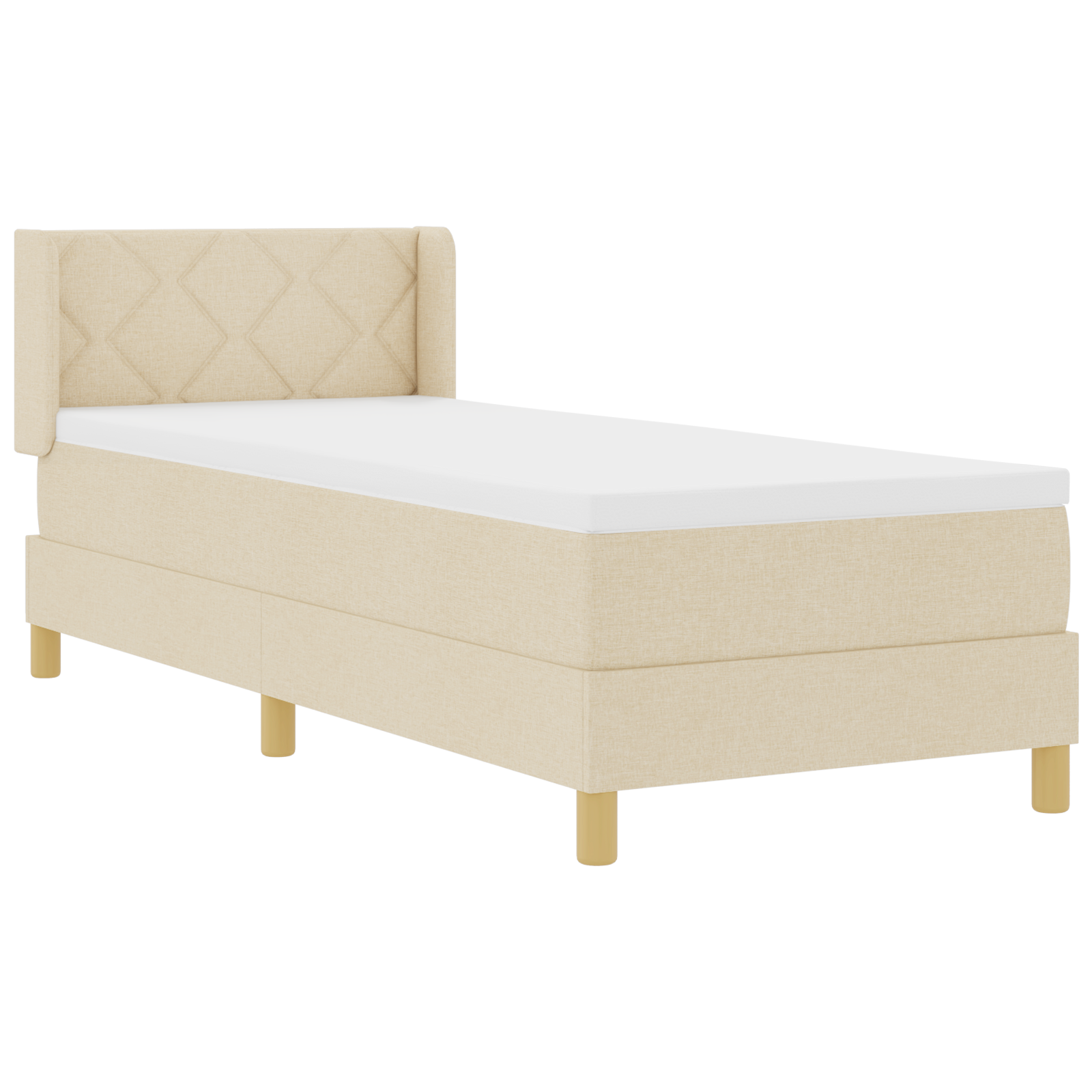 vidaXL Pat cu Saltea cu Arcuri cu saltea Crem 80 x 200 cm țesătură vidaXL Pat cu Saltea cu Arcuri cu saltea Crem 80 x 200 cm țesătură