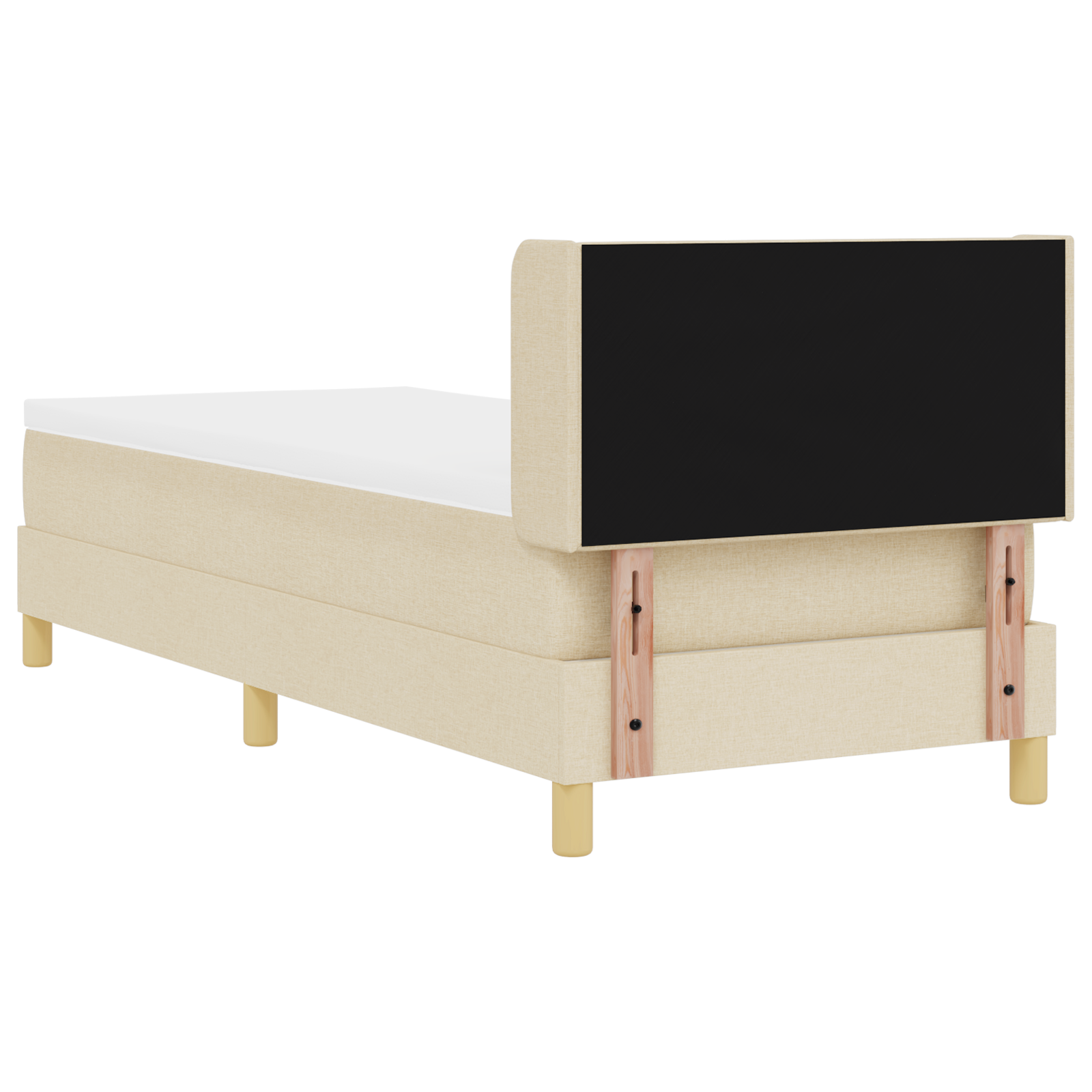 vidaXL Pat cu Saltea cu Arcuri cu saltea Crem 80 x 200 cm țesătură vidaXL Pat cu Saltea cu Arcuri cu saltea Crem 80 x 200 cm țesătură