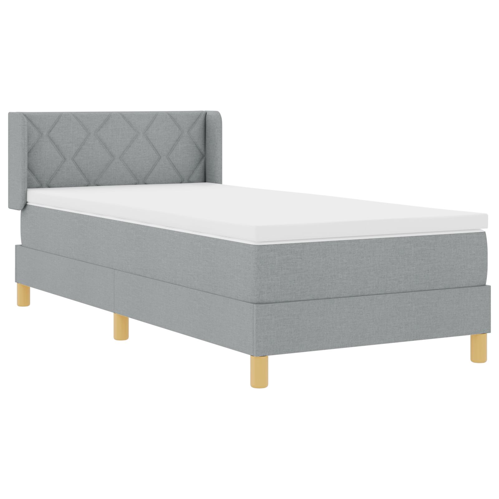 vidaXL Pat cu Saltea cu Arcuri Gri deschis 100 x 200 cm țesătură vidaXL Pat cu Saltea cu Arcuri Gri deschis 100 x 200 cm țesătură