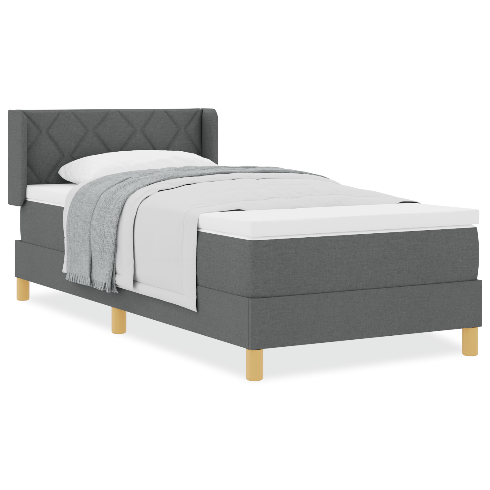 vidaXL Pat cu Saltea cu Arcuri Gri închis 100 x 200 cm țesătură