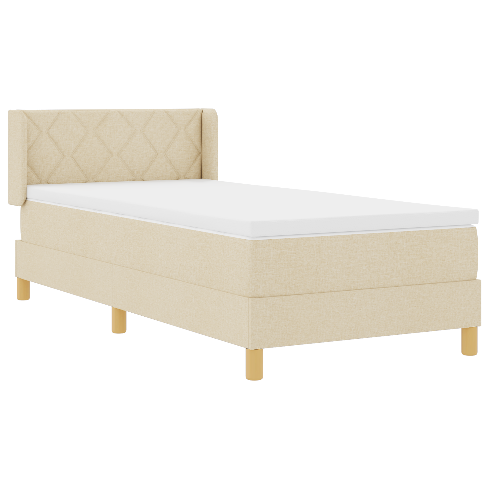 vidaXL Pat cu Saltea cu Arcuri cu saltea Crem 100 x 200 cm țesătură vidaXL Pat cu Saltea cu Arcuri cu saltea Crem 100 x 200 cm țesătură