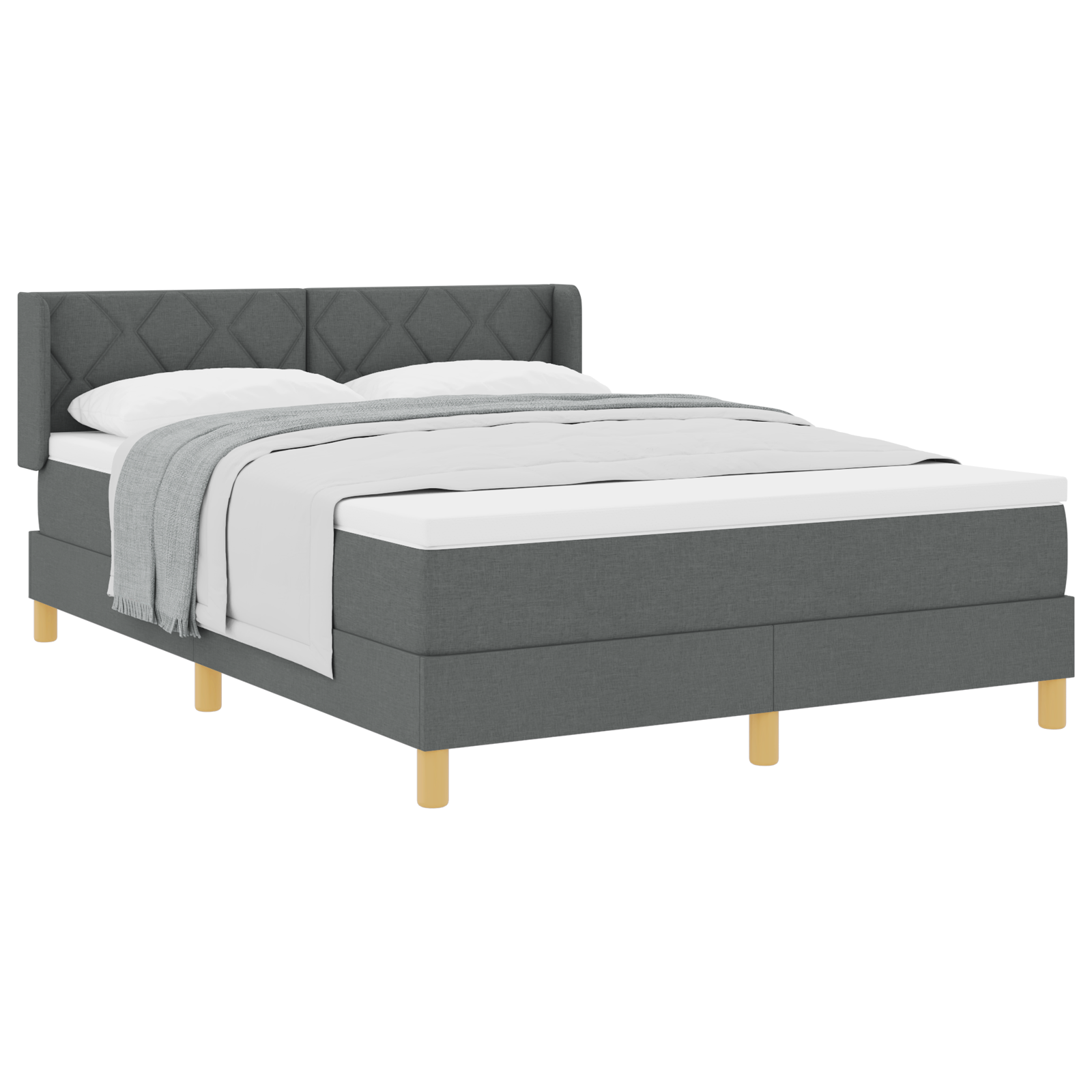 vidaXL Pat cu Saltea cu Arcuri Gri închis 140 x 190 cm țesătură