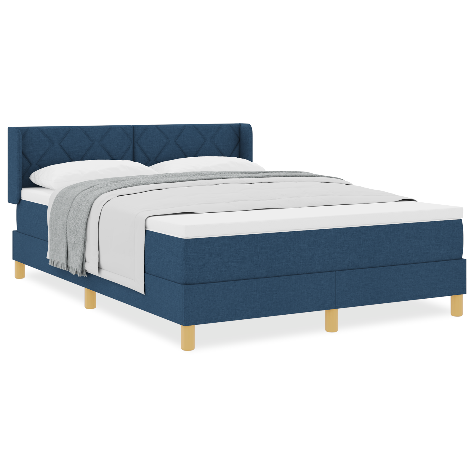 vidaXL Pat cu Saltea cu Arcuri albastru 140 x 190 cm țesătură vidaXL Pat cu Saltea cu Arcuri albastru 140 x 190 cm țesătură