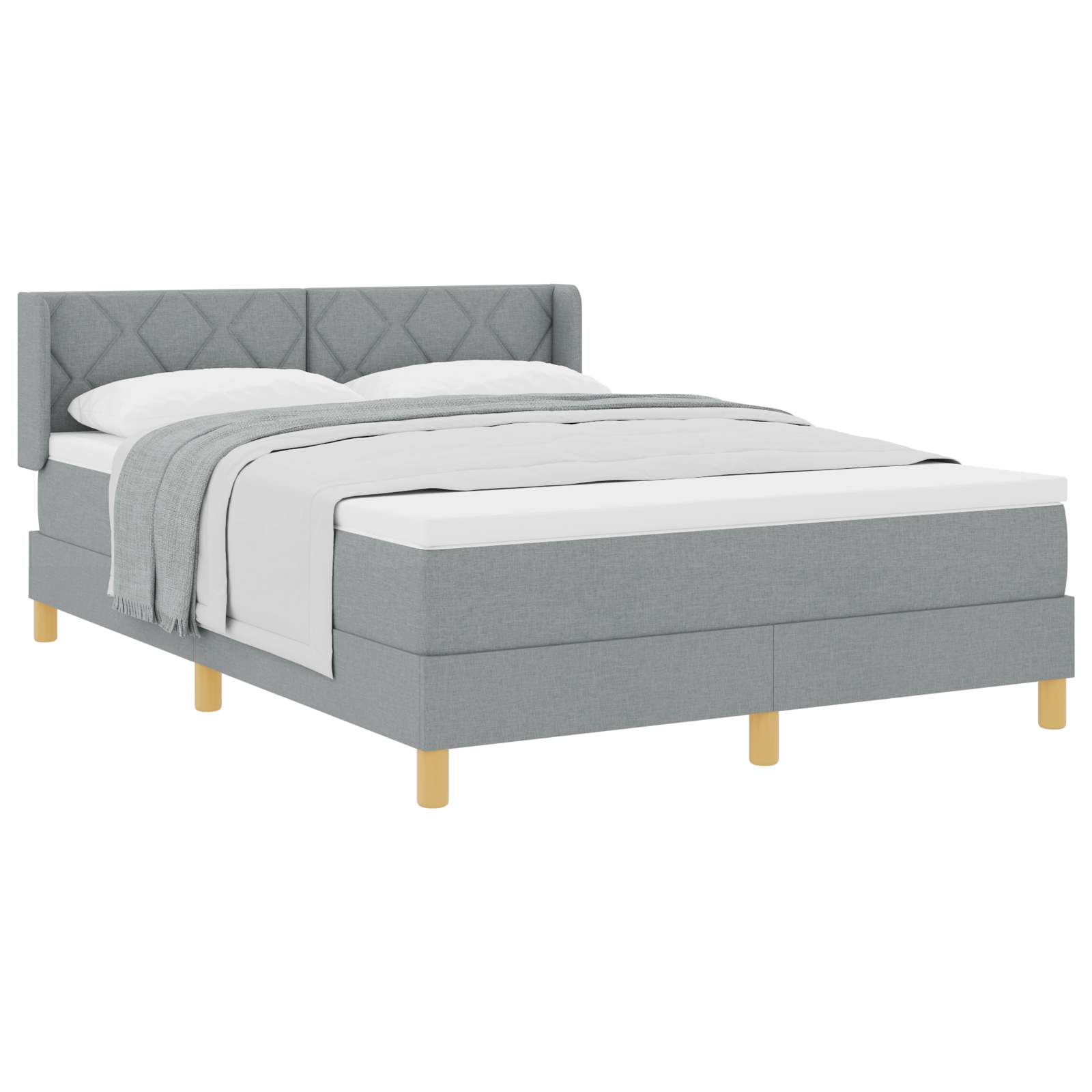vidaXL Pat cu Saltea cu Arcuri Gri deschis 160 x 200 cm țesătură vidaXL Pat cu Saltea cu Arcuri Gri deschis 160 x 200 cm țesătură