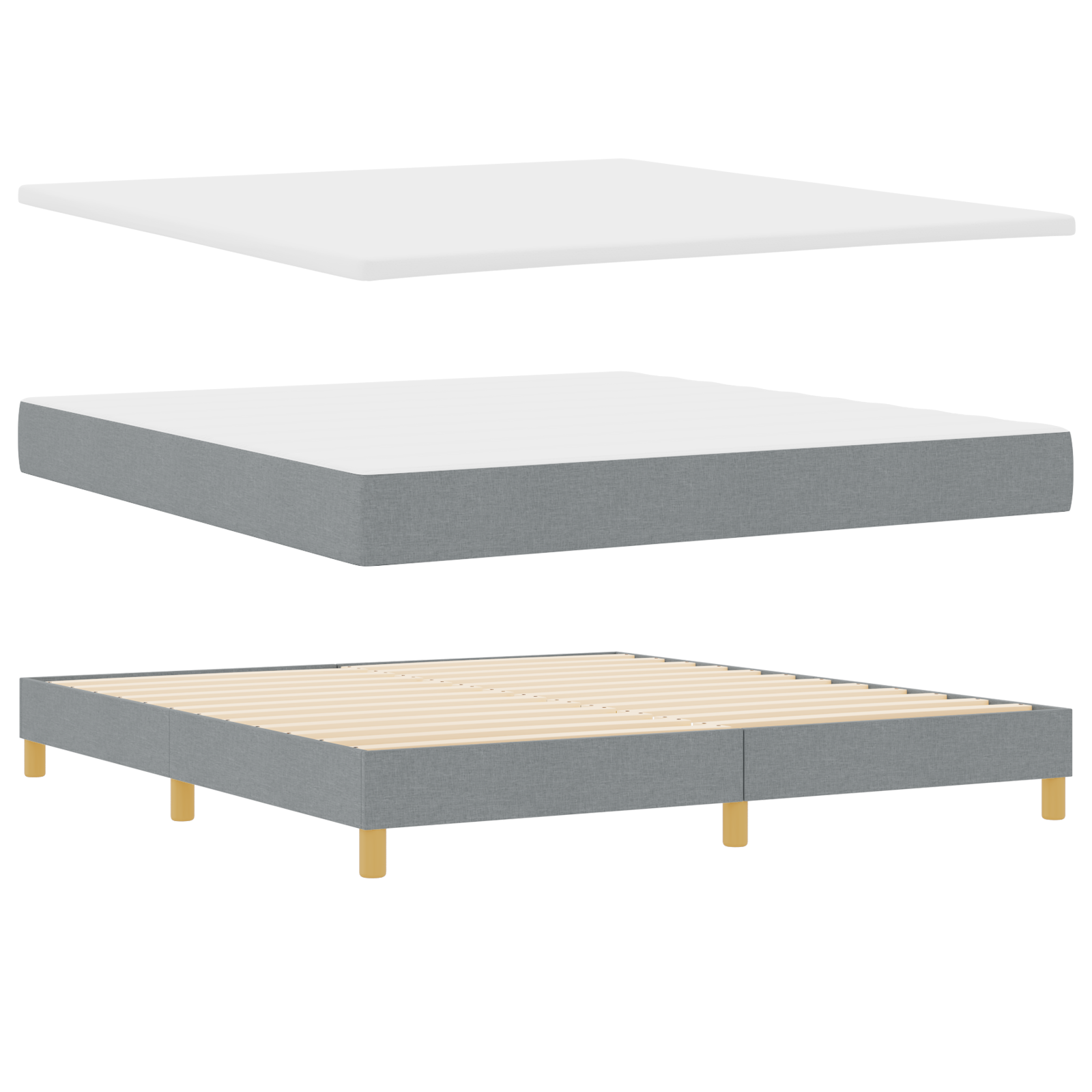 vidaXL Pat cu Saltea cu Arcuri Gri deschis 180 x 200 cm țesătură vidaXL Pat cu Saltea cu Arcuri Gri deschis 180 x 200 cm țesătură