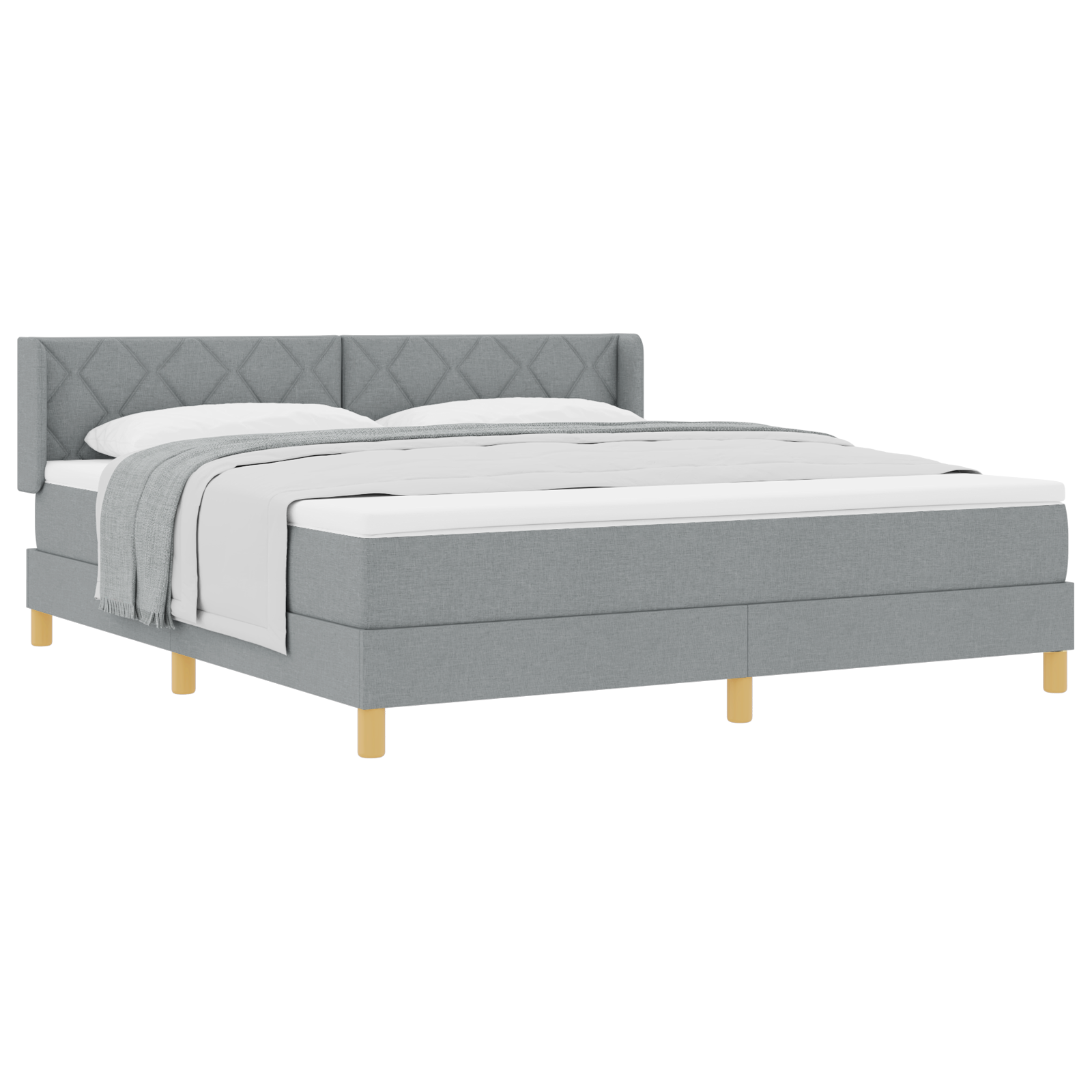 vidaXL Pat cu Saltea cu Arcuri Gri deschis 180 x 200 cm țesătură vidaXL Pat cu Saltea cu Arcuri Gri deschis 180 x 200 cm țesătură