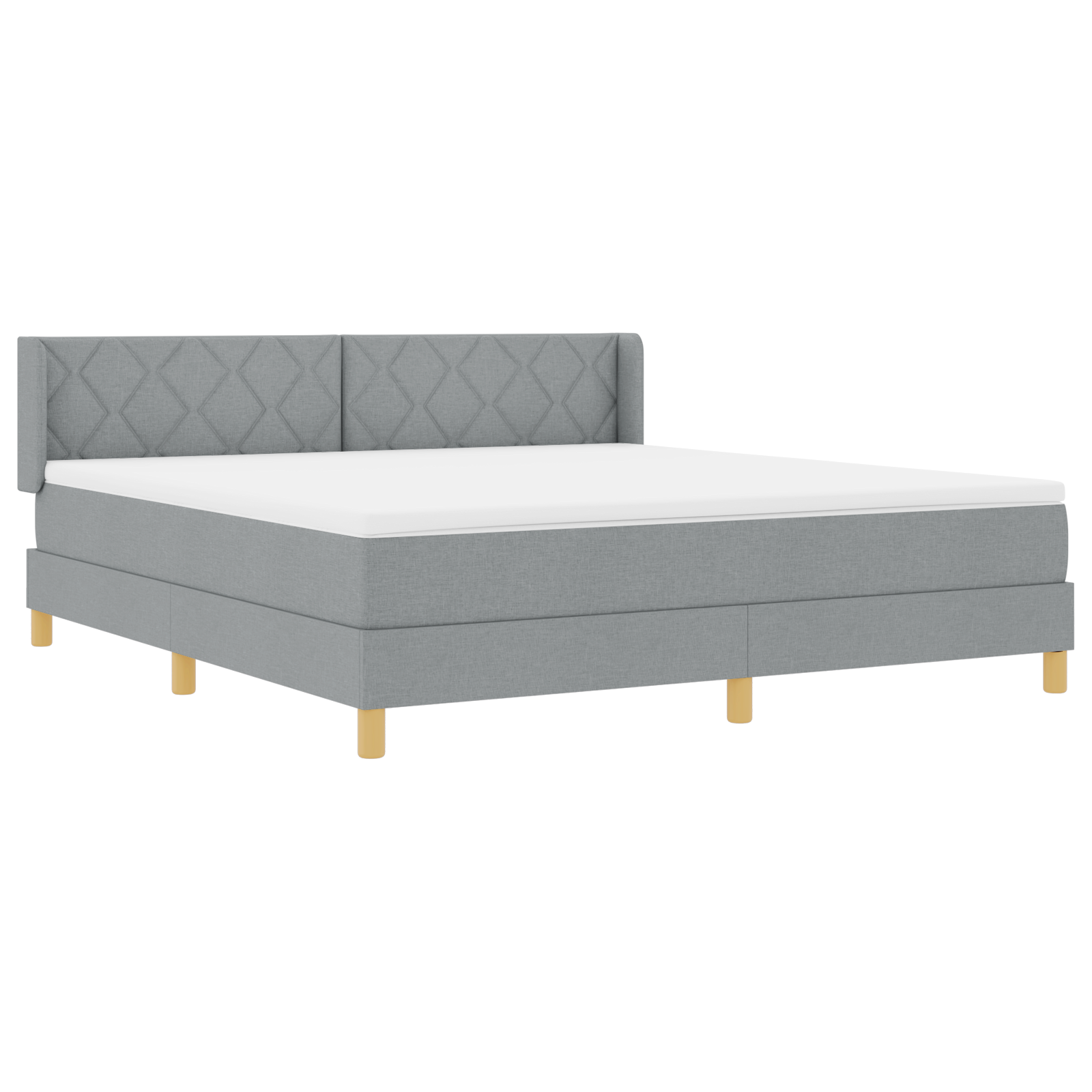 vidaXL Pat cu Saltea cu Arcuri Gri deschis 180 x 200 cm țesătură vidaXL Pat cu Saltea cu Arcuri Gri deschis 180 x 200 cm țesătură