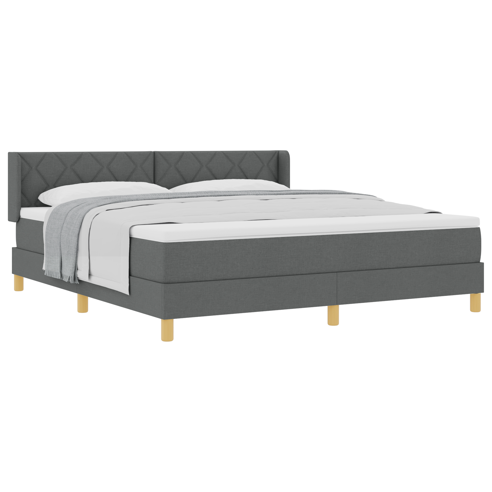 vidaXL Pat cu Saltea cu Arcuri Gri închis 180 x 200 cm țesătură vidaXL Pat cu Saltea cu Arcuri Gri închis 180 x 200 cm țesătură