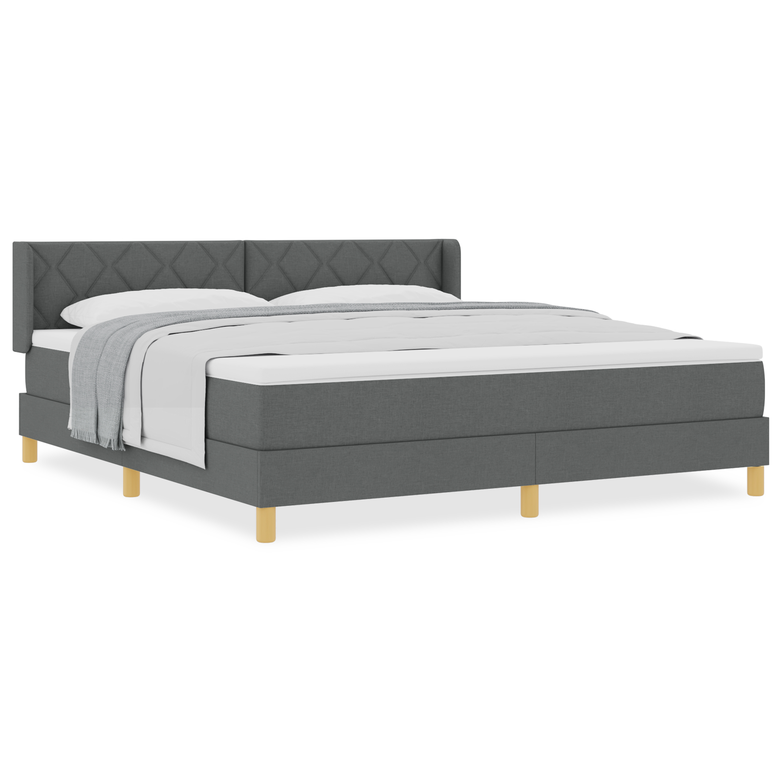 vidaXL Pat cu Saltea cu Arcuri Gri închis 180 x 200 cm țesătură vidaXL Pat cu Saltea cu Arcuri Gri închis 180 x 200 cm țesătură