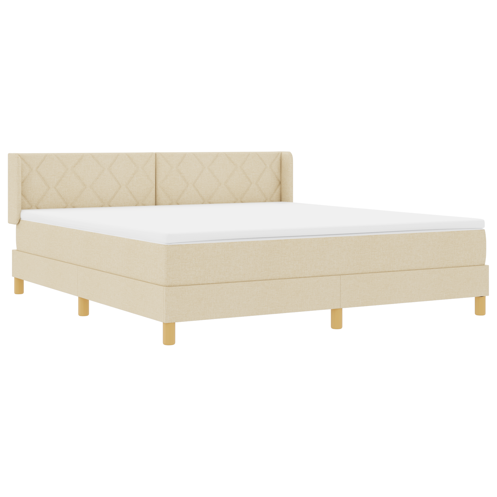 vidaXL Pat cu Saltea cu Arcuri cu saltea Crem 180 x 200 cm țesătură vidaXL Pat cu Saltea cu Arcuri cu saltea Crem 180 x 200 cm țesătură