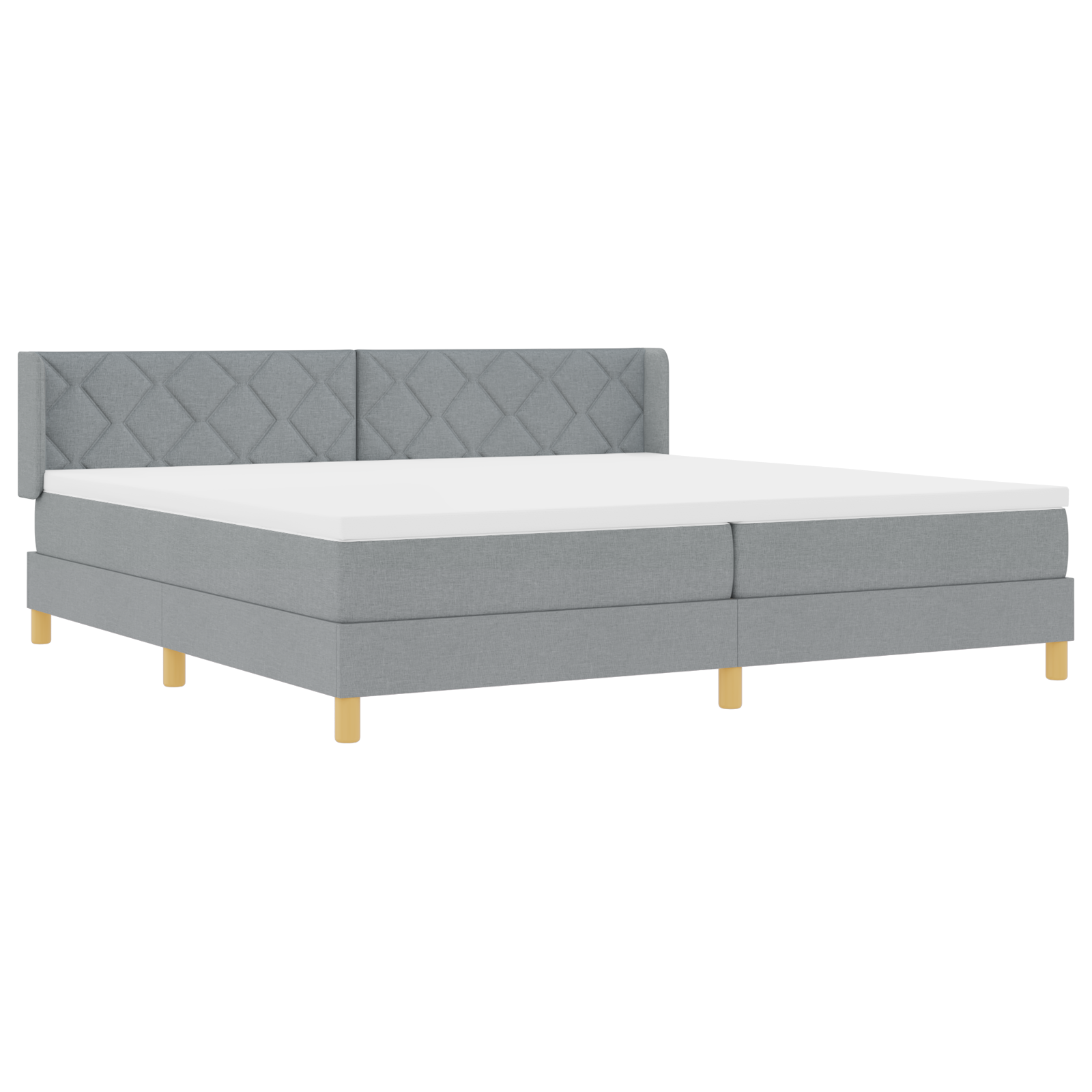 vidaXL Pat cu Saltea cu Arcuri Gri deschis 200 x 200 cm țesătură vidaXL Pat cu Saltea cu Arcuri Gri deschis 200 x 200 cm țesătură