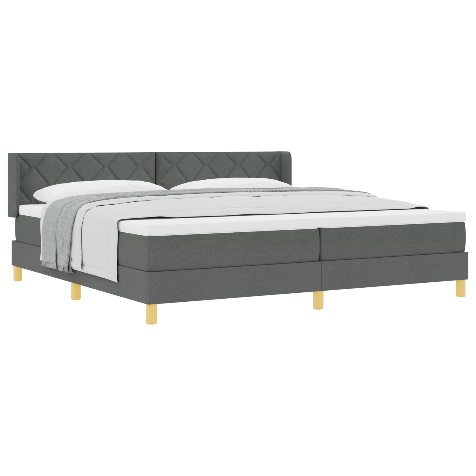 vidaXL Pat cu Saltea cu Arcuri Gri închis 200 x 200 cm țesătură