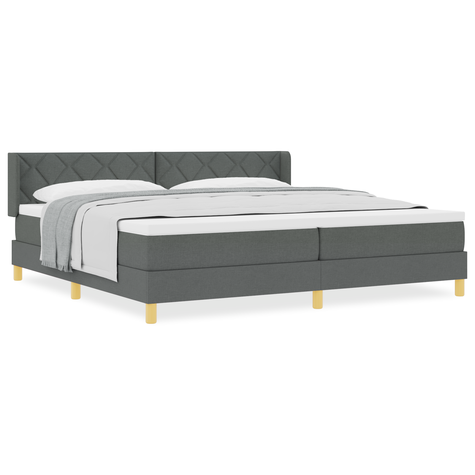 vidaXL Pat cu Saltea cu Arcuri Gri închis 200 x 200 cm țesătură