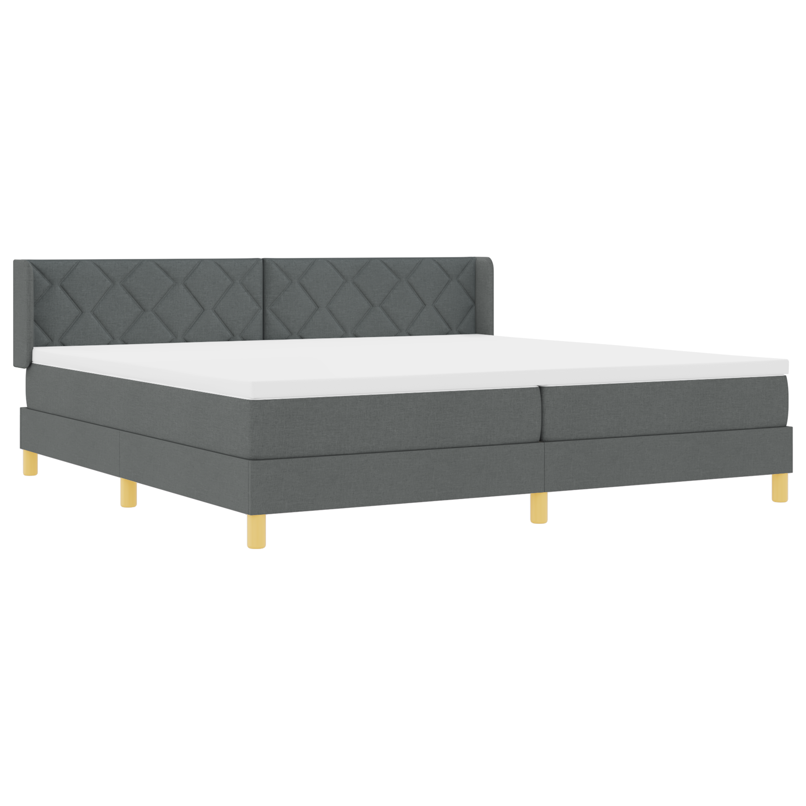 vidaXL Pat cu Saltea cu Arcuri Gri închis 200 x 200 cm țesătură