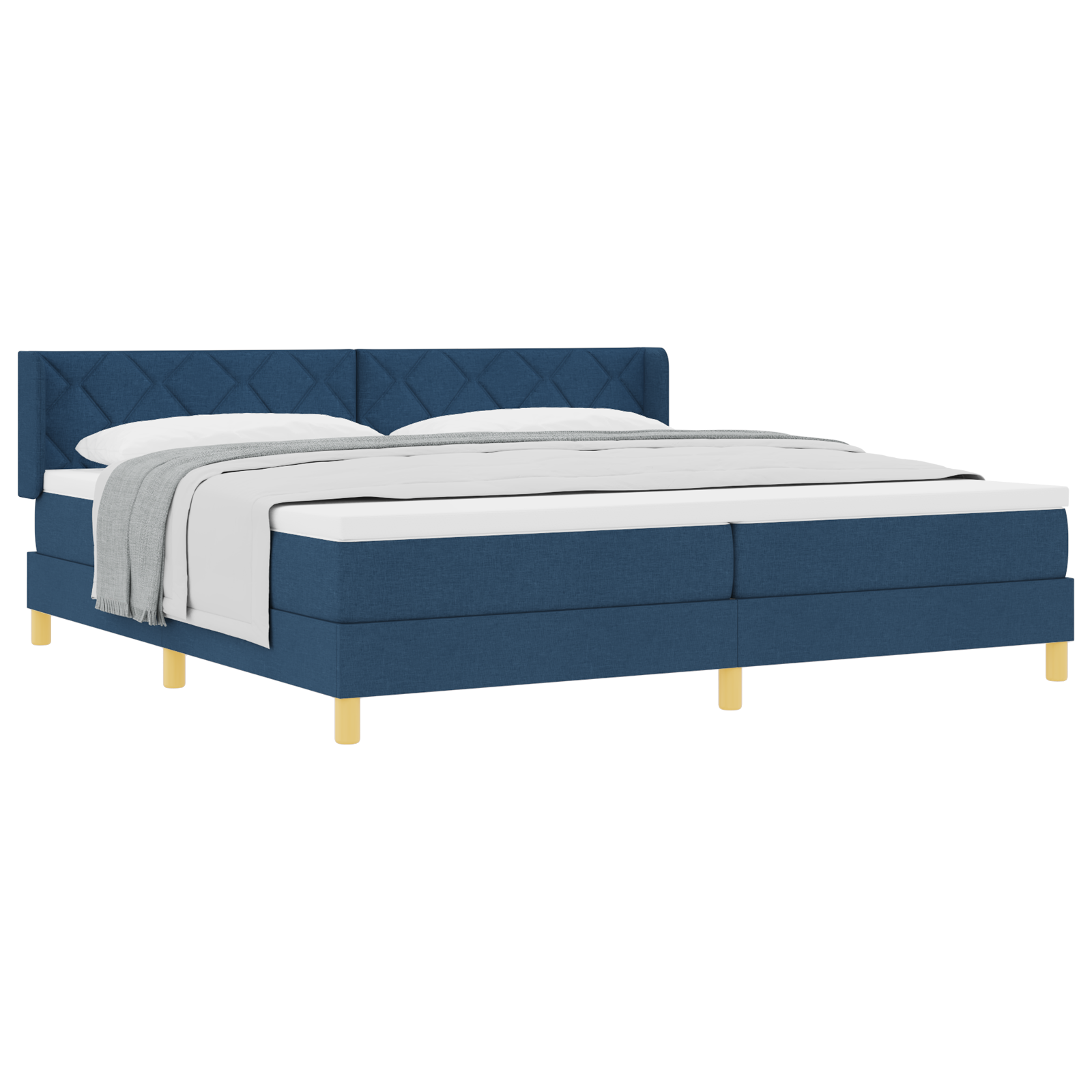 vidaXL Pat cu Saltea cu Arcuri albastru 200 x 200 cm țesătură