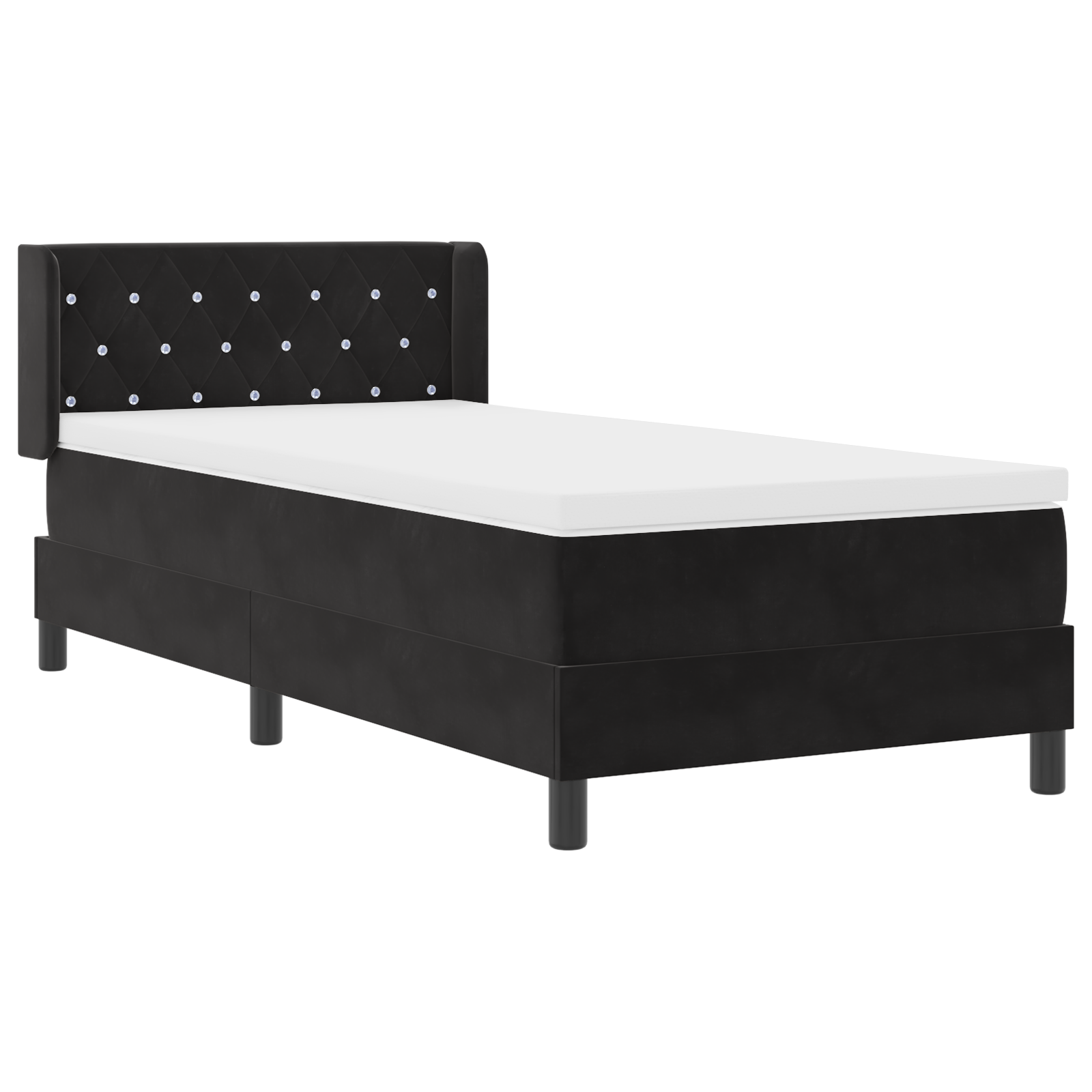 vidaXL Pat cu Saltea cu Arcuri Negru 100x200 cm Catifea Negru
