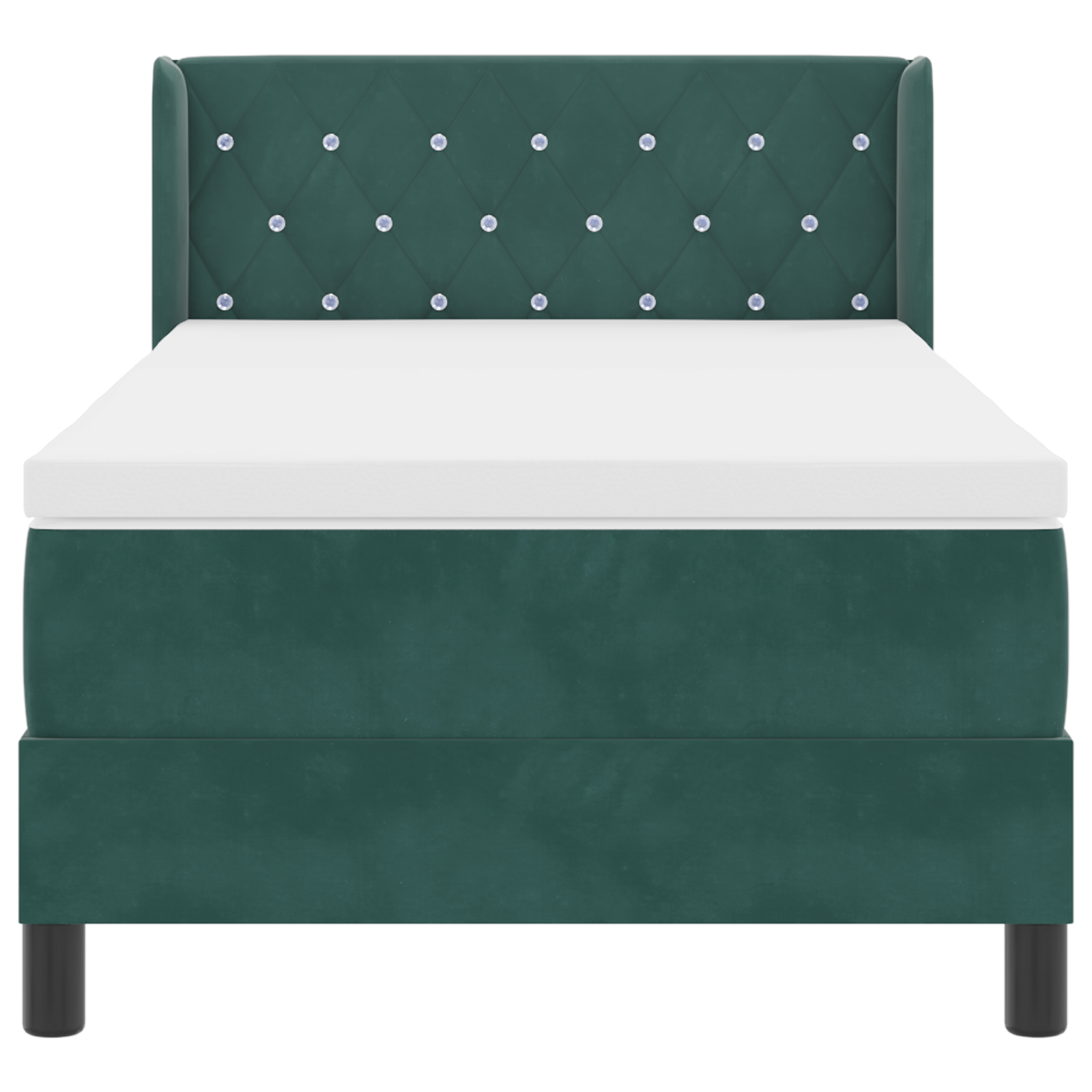vidaXL Pat cu Saltea cu Arcuri Negru 100x200 cm Catifea Verde închis
