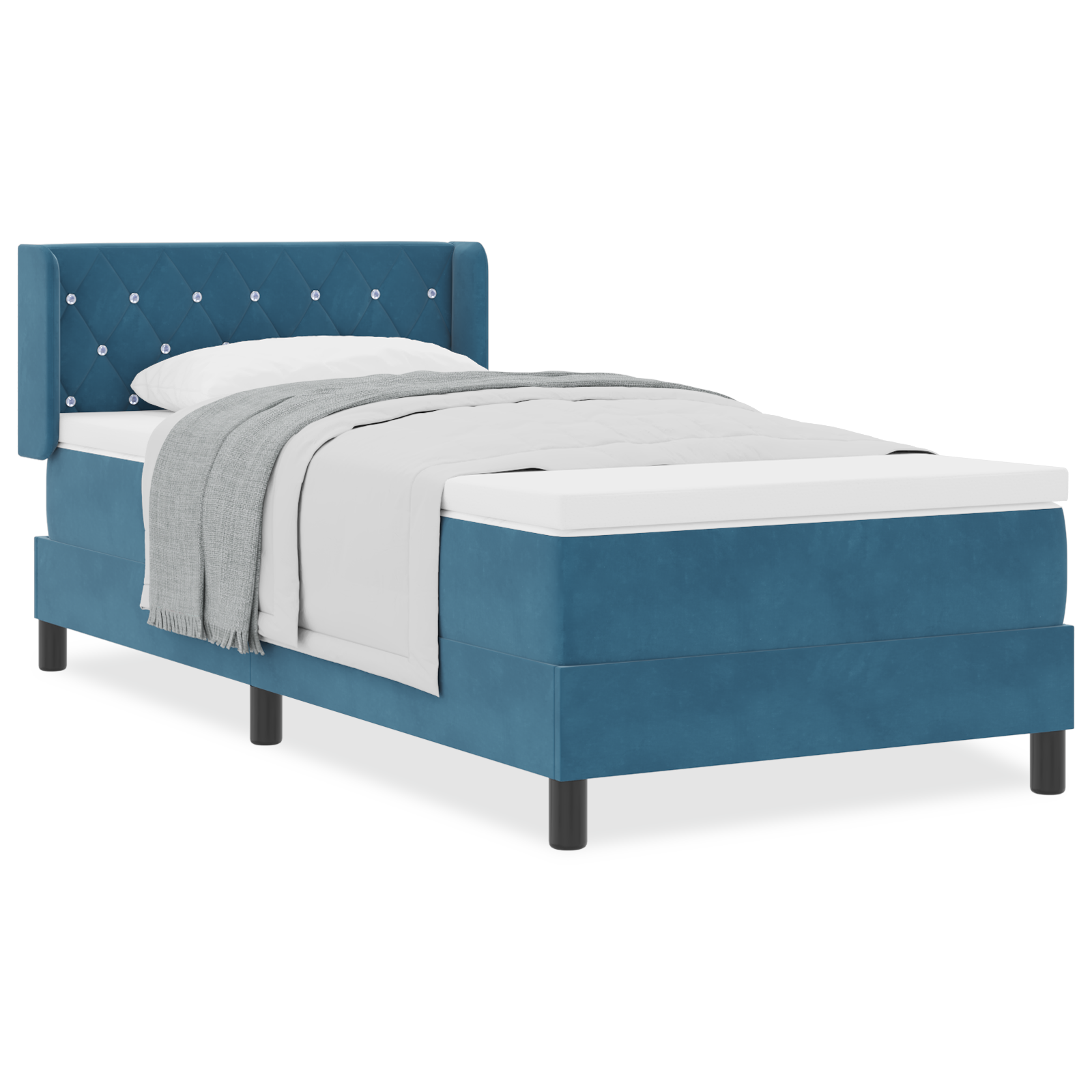 vidaXL Pat cu Saltea cu Arcuri Negru 100x200 cm Catifea cu saltea vidaXL Pat cu Saltea cu Arcuri Negru 100x200 cm Catifea cu saltea
