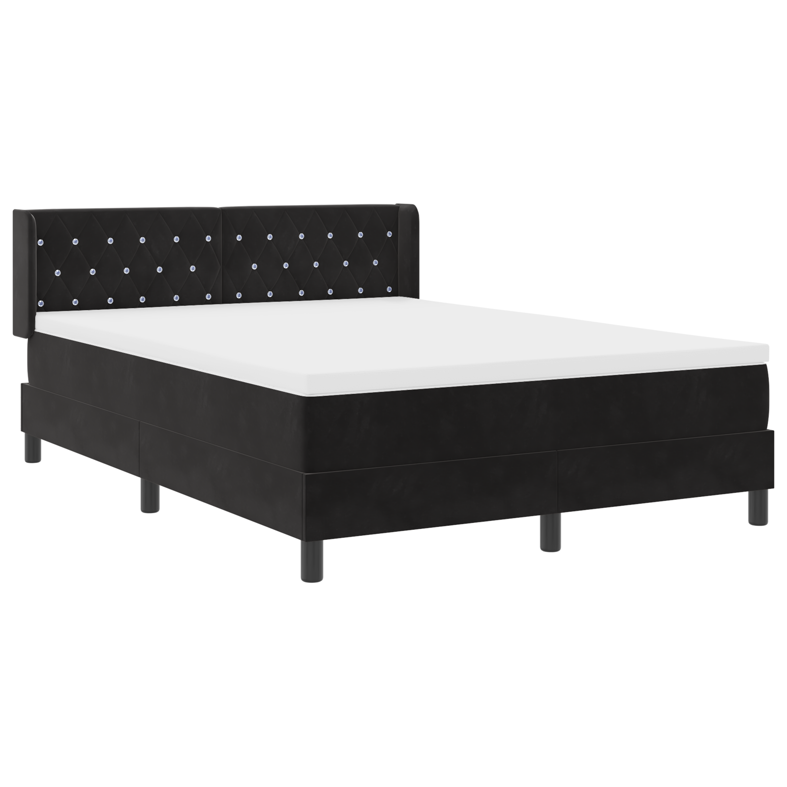 vidaXL Pat cu Saltea cu Arcuri Negru 100x200 cm Catifea Negru