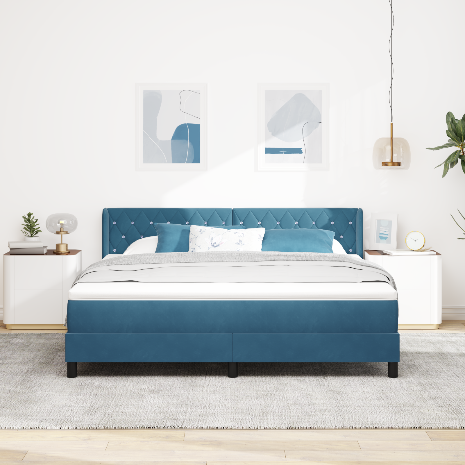 vidaXL Pat cu Saltea cu Arcuri Negru 100x200 cm Catifea cu saltea