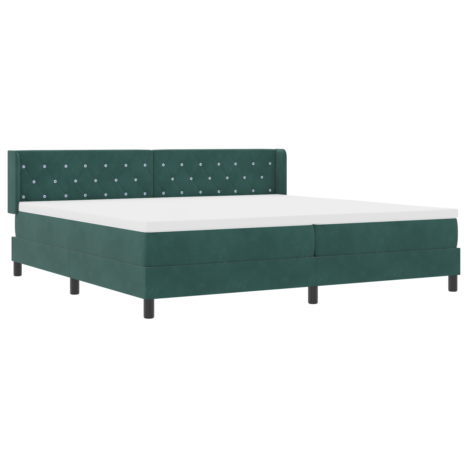 vidaXL Pat cu Saltea cu Arcuri Negru 100x200 cm Catifea Verde închis