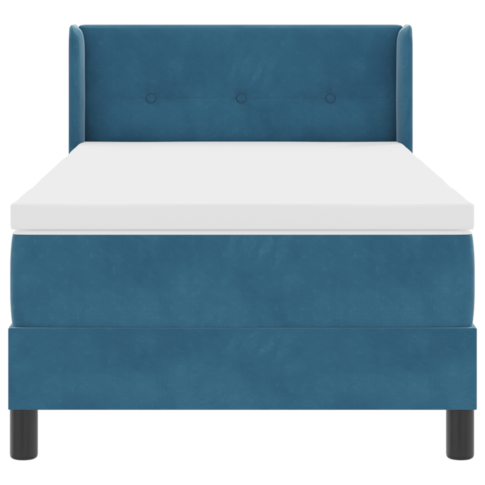 Pat Box Spring vidaXL cu Saltea Albastru Închis 90x190 cm Catifea Pat Box Spring vidaXL cu Saltea Albastru Închis 90x190 cm Catifea