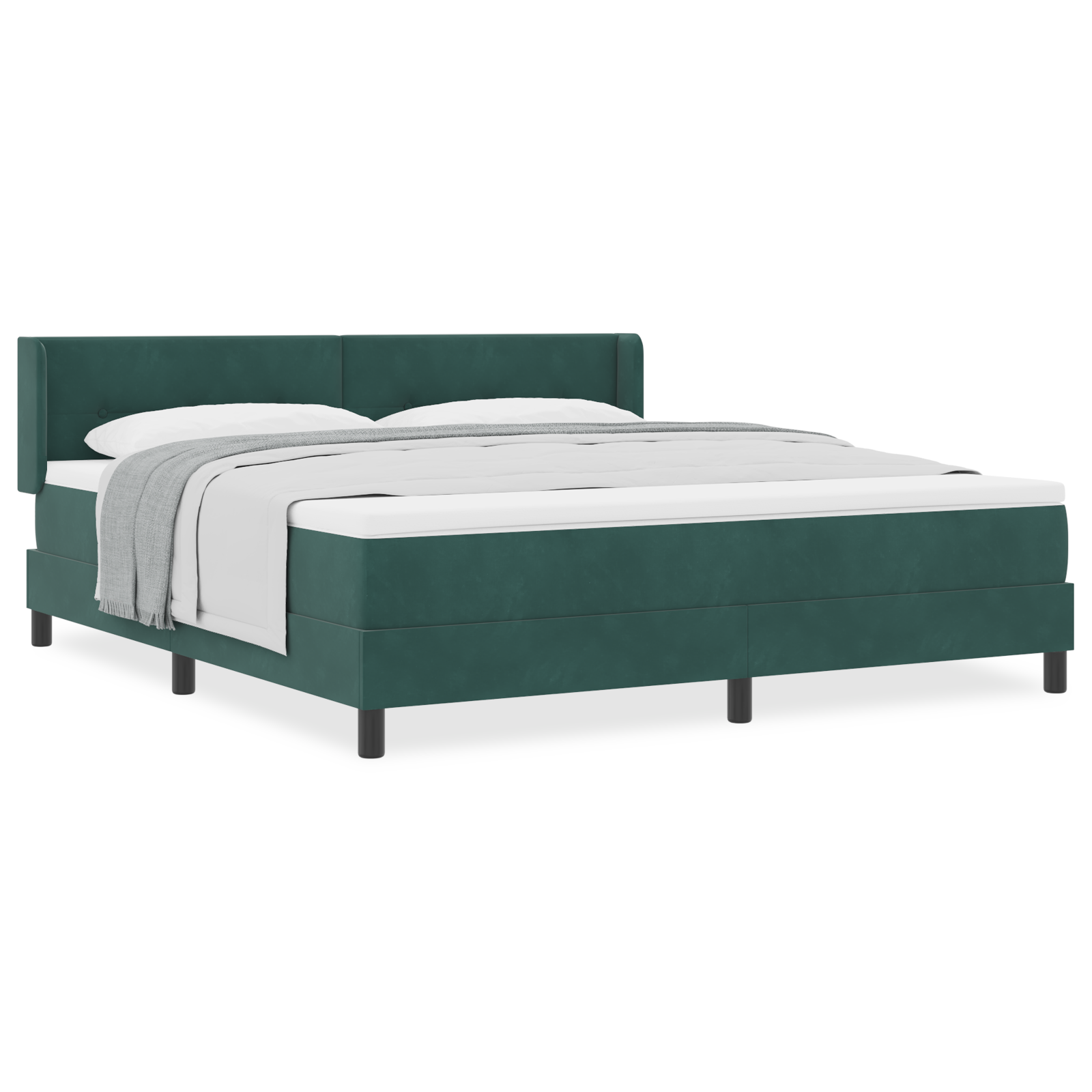 vidaXL Pat cu Saltea cu Arcuri Negru 100x200 cm Catifea Verde închis