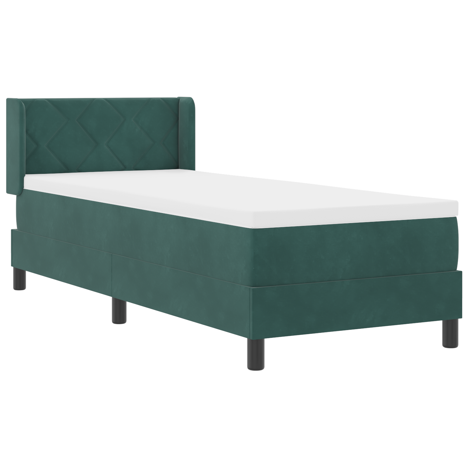 vidaXL Pat cu Saltea cu Arcuri Negru 100x200 cm Catifea Verde închis