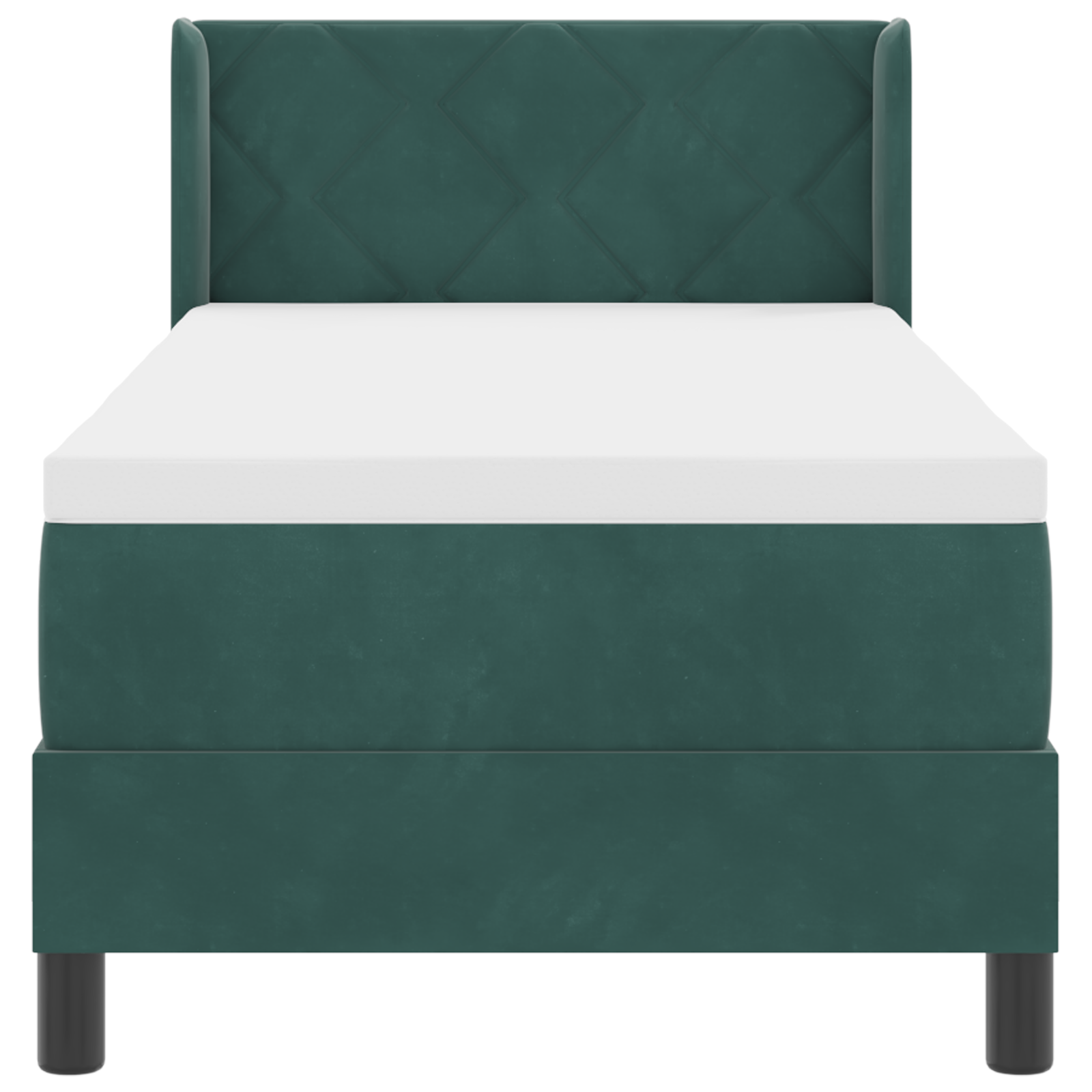 vidaXL Pat cu Saltea cu Arcuri Negru 100x200 cm Catifea Verde închis