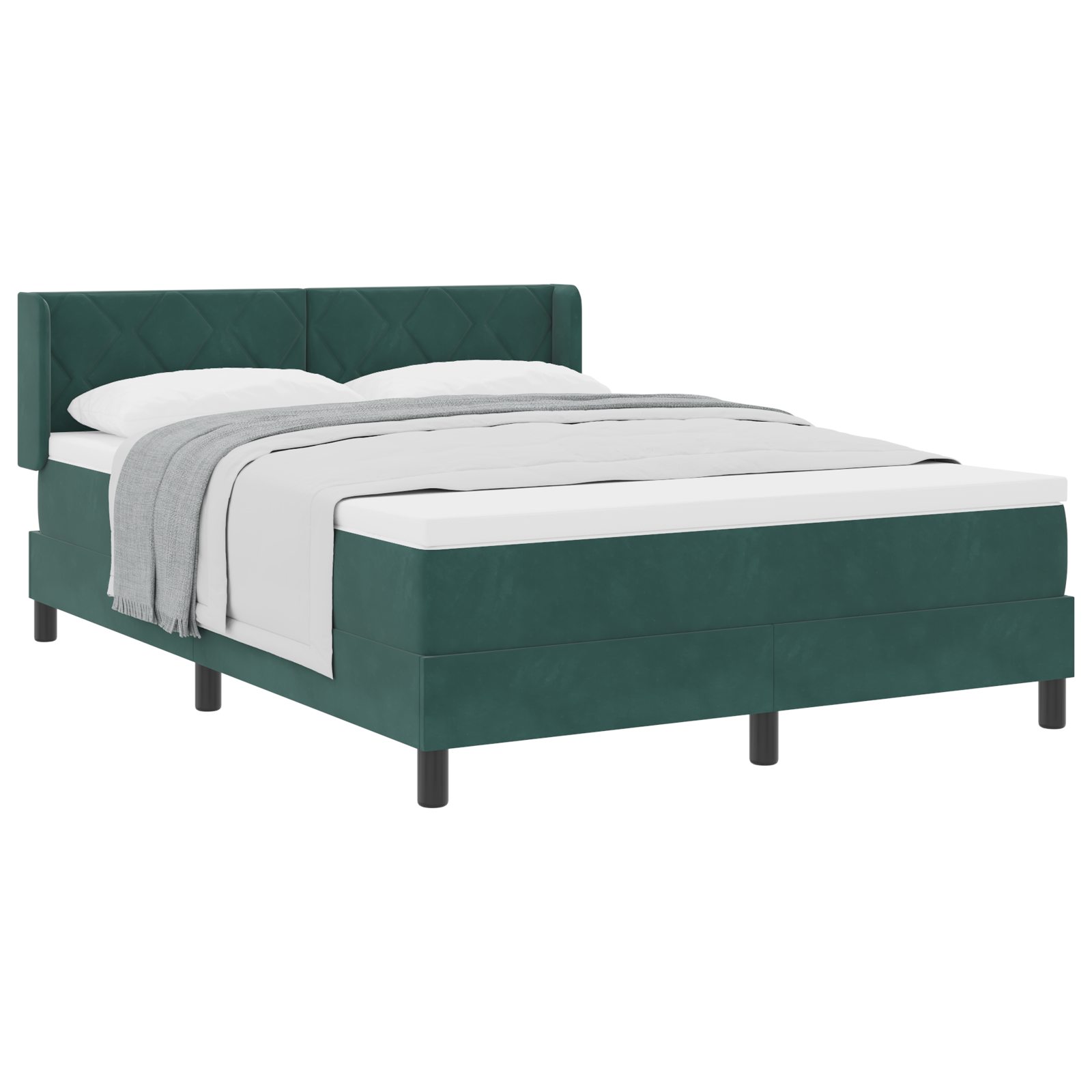 vidaXL Pat cu Saltea cu Arcuri Negru 100x200 cm Catifea Verde închis